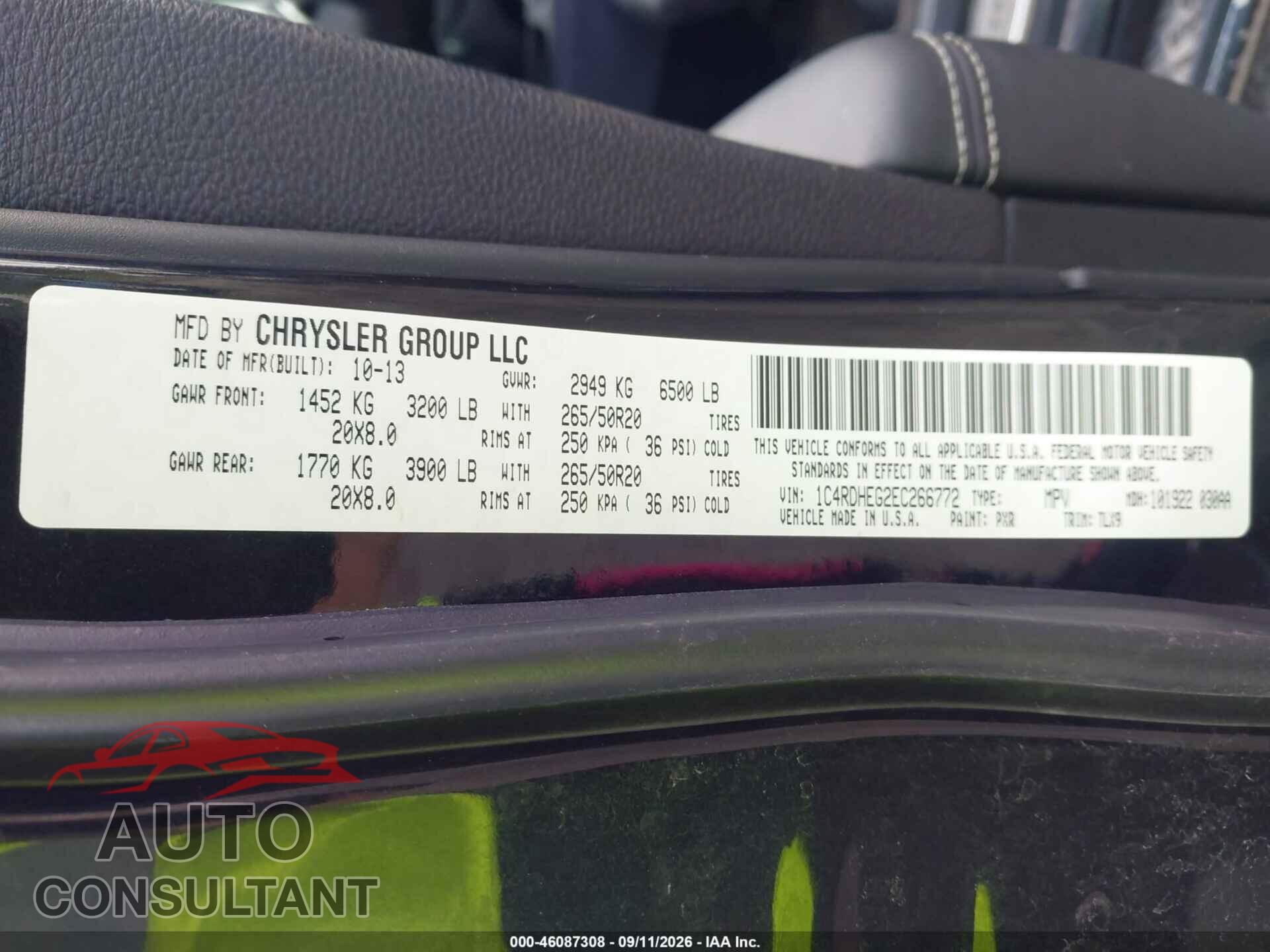 DODGE DURANGO 2014 - 1C4RDHEG2EC266772