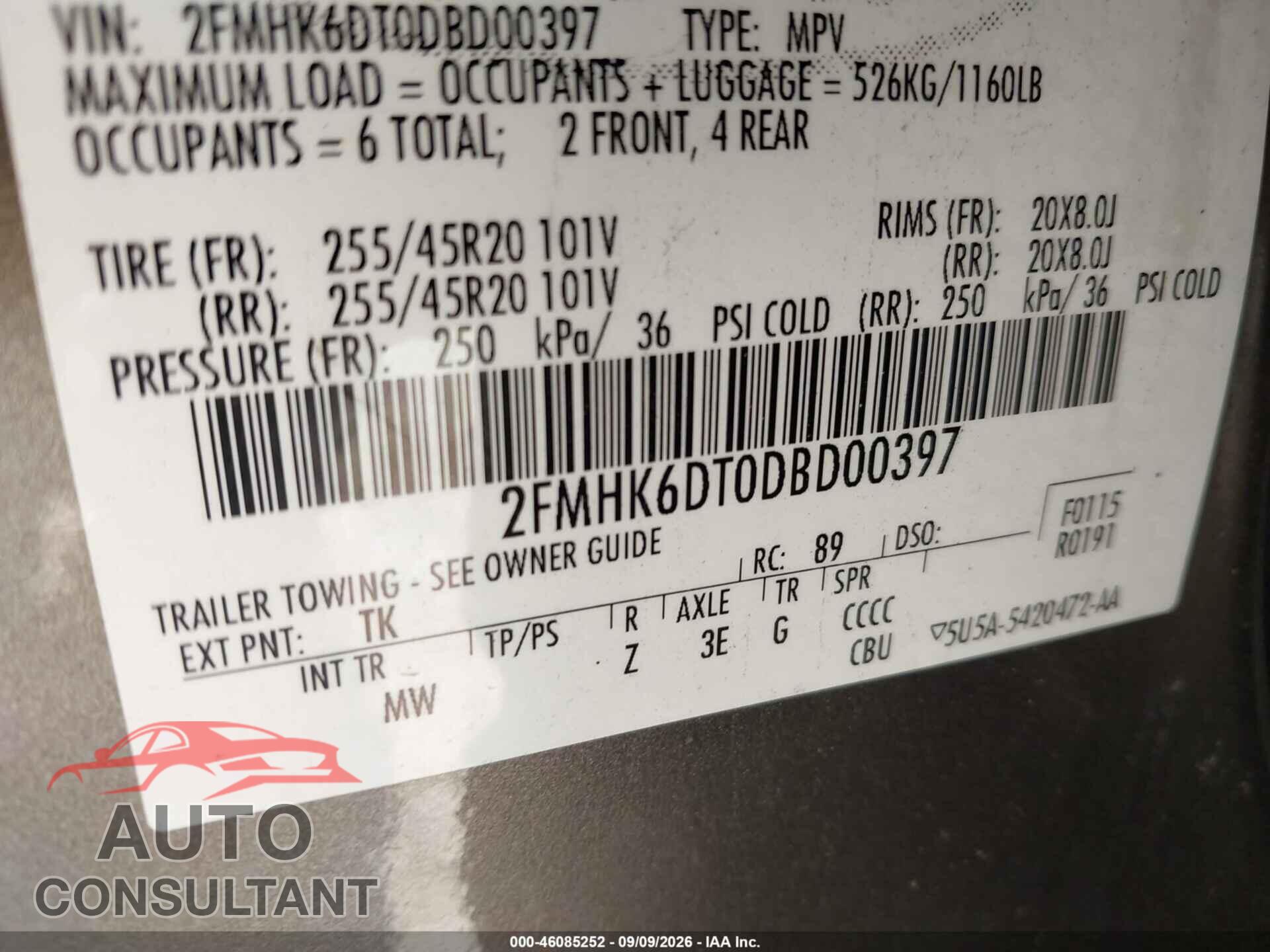 FORD FLEX 2013 - 2FMHK6DT0DBD00397