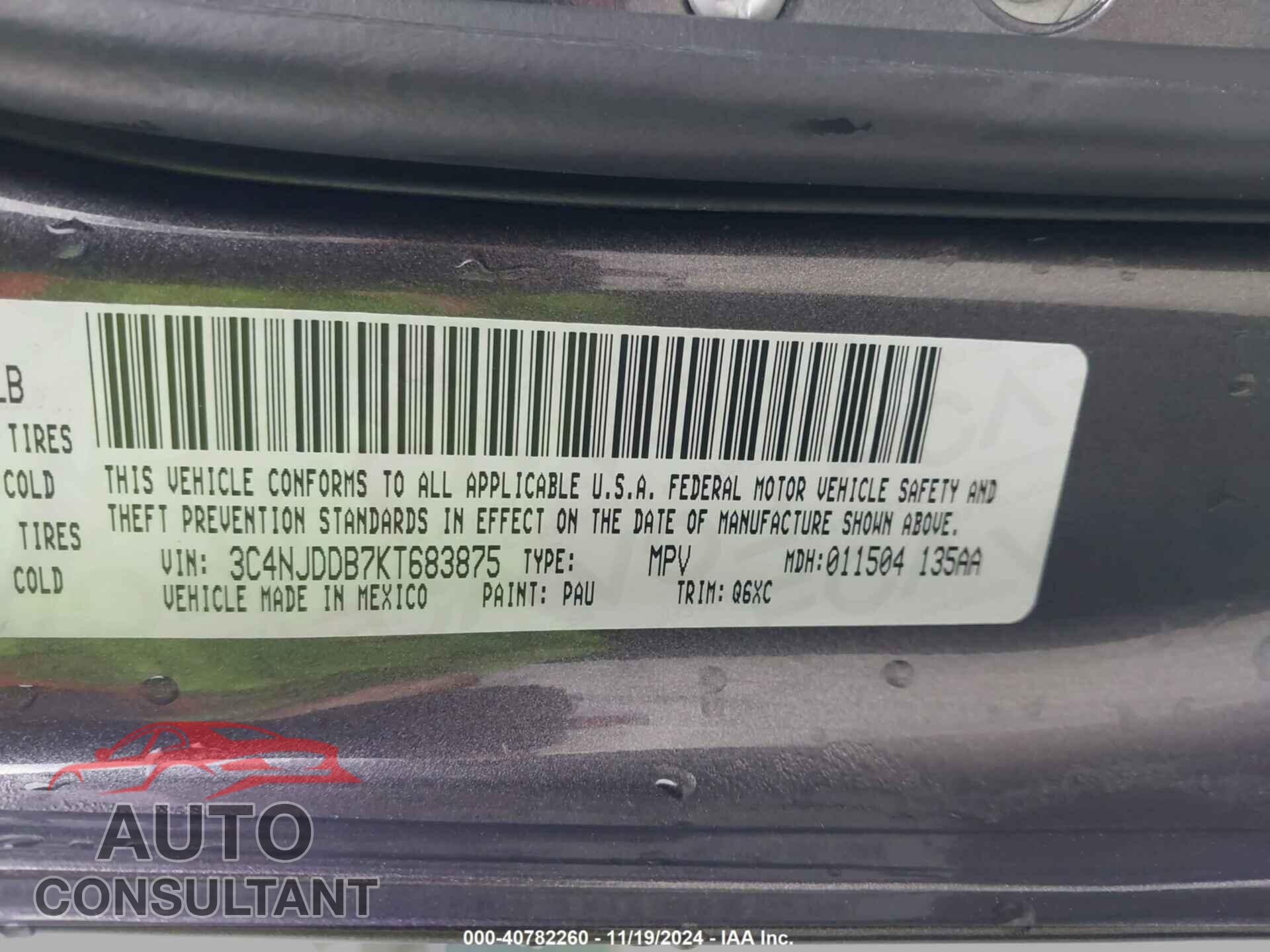 JEEP COMPASS 2019 - 3C4NJDDB7KT683875