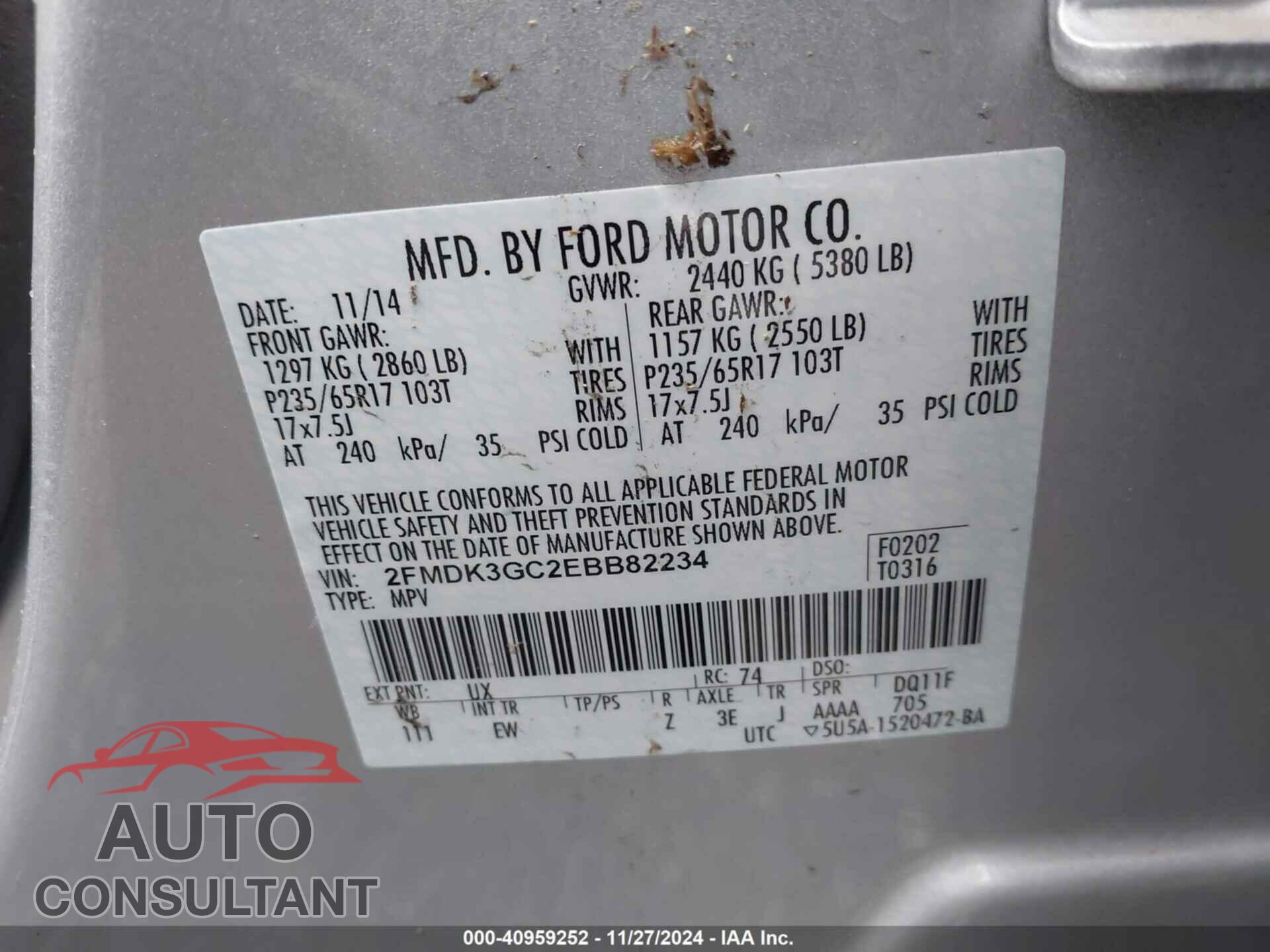 FORD EDGE 2014 - 2FMDK3GC2EBB82234