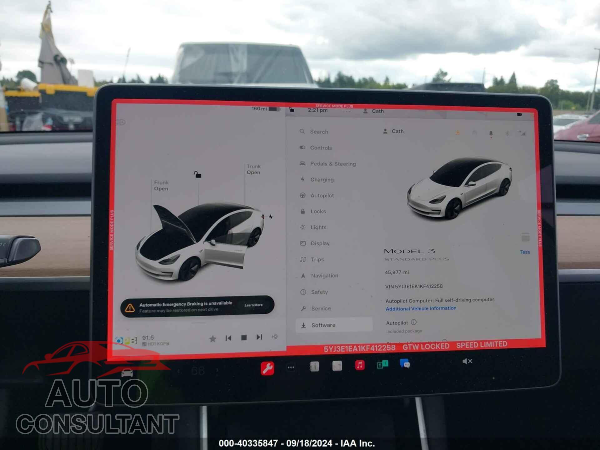 TESLA MODEL 3 2019 - 5YJ3E1EA1KF412258