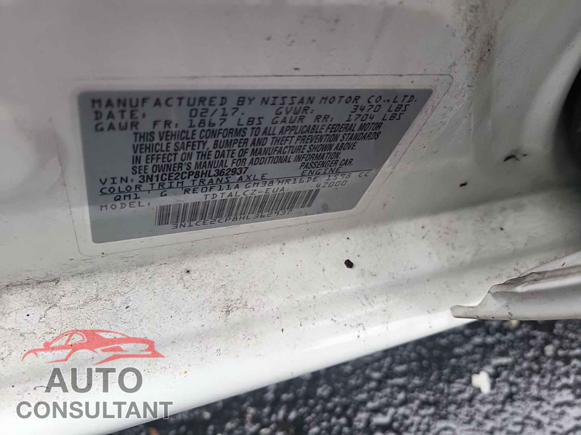 NISSAN VERSA NOTE 2017 - 3N1CE2CP8HL362937