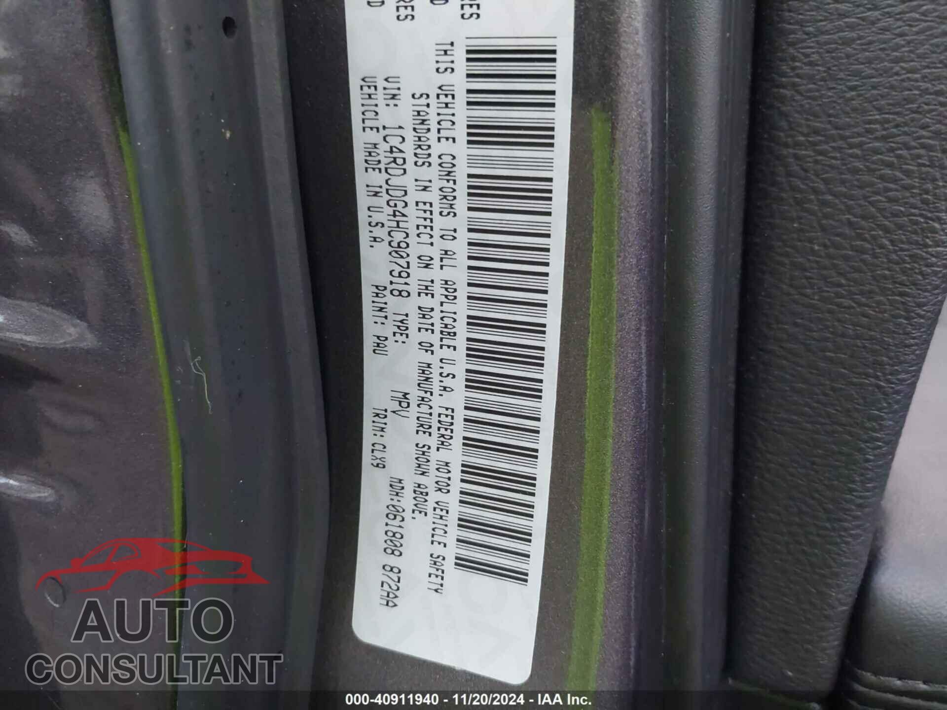 DODGE DURANGO 2017 - 1C4RDJDG4HC907918
