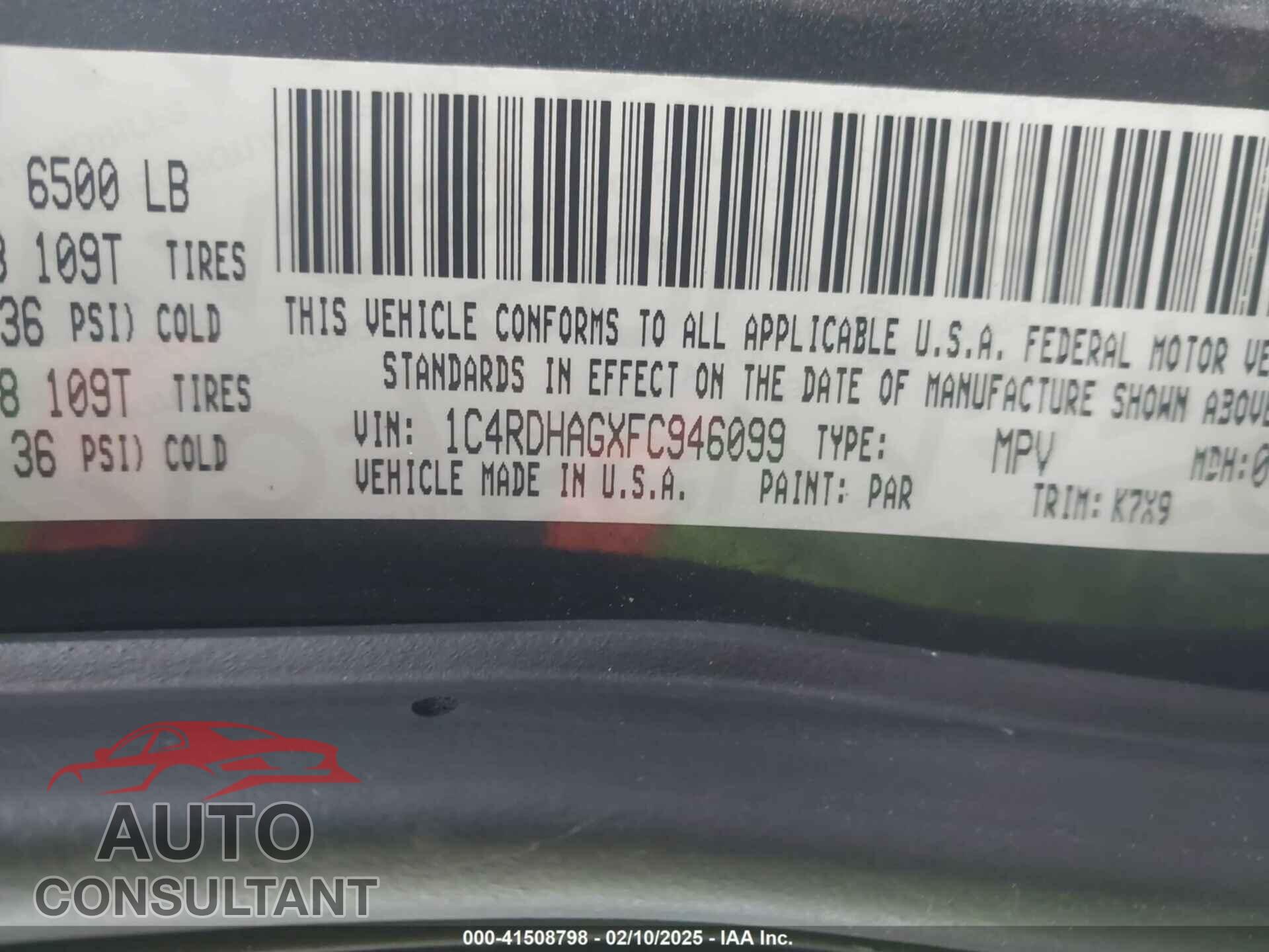 DODGE DURANGO 2015 - 1C4RDHAGXFC946099