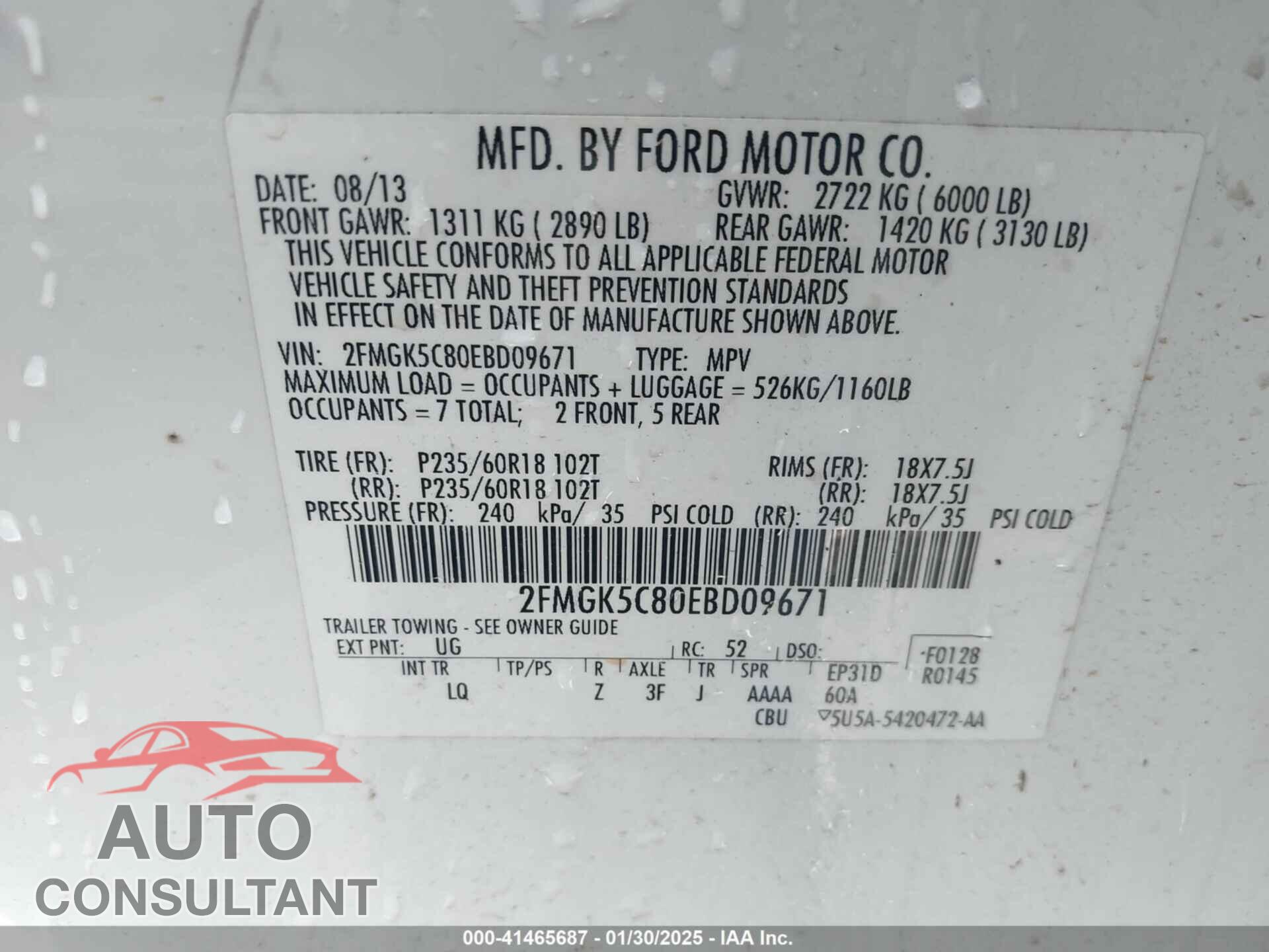 FORD FLEX 2014 - 2FMGK5C80EBD09671
