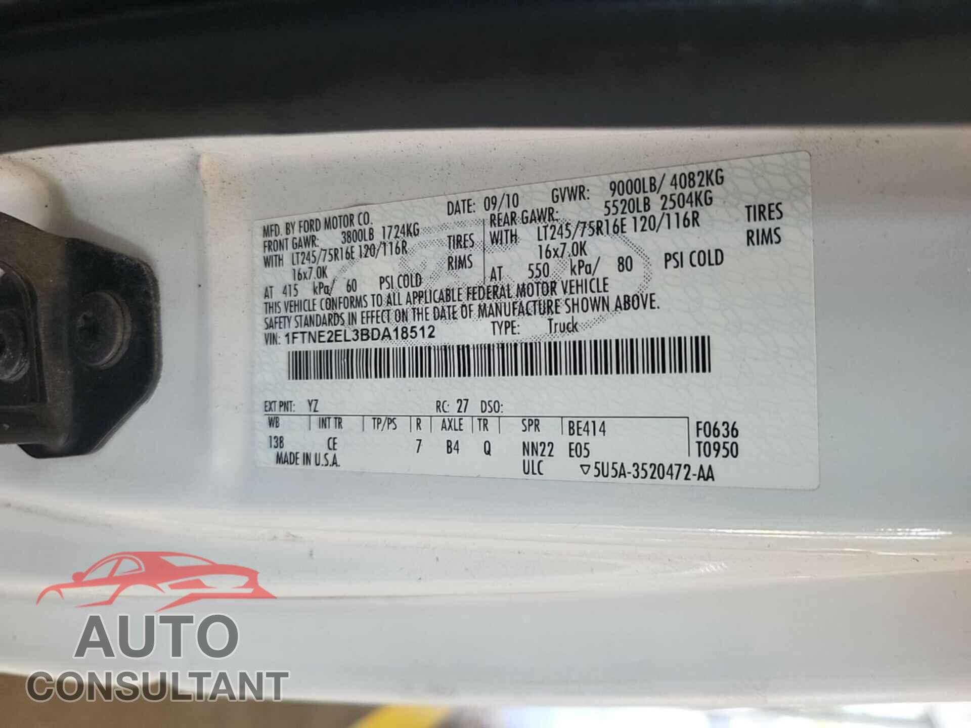 FORD ECONOLINE 2011 - 1FTNE2EL3BDA18512