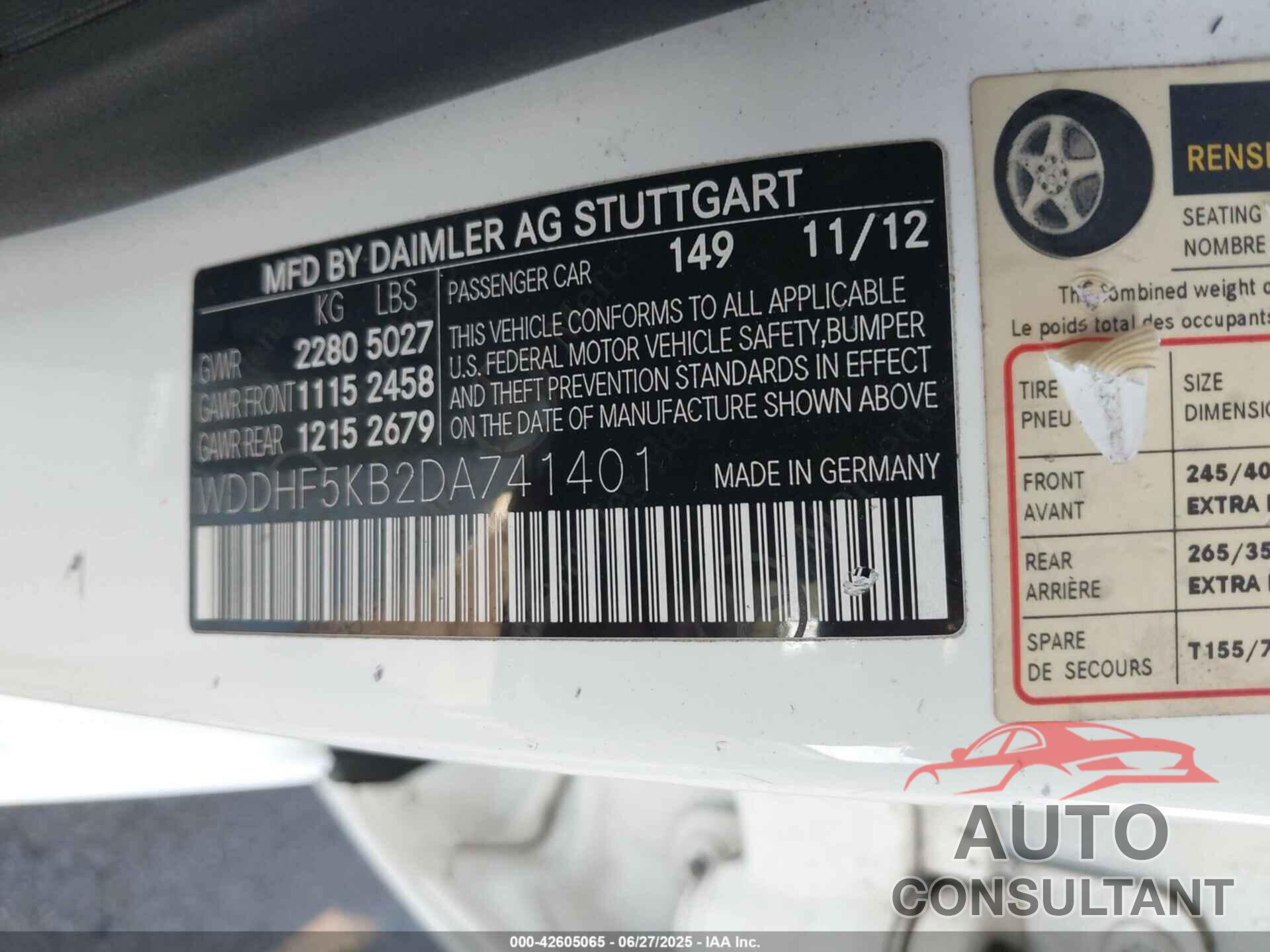 MERCEDES-BENZ E 350 2013 - WDDHF5KB2DA741401