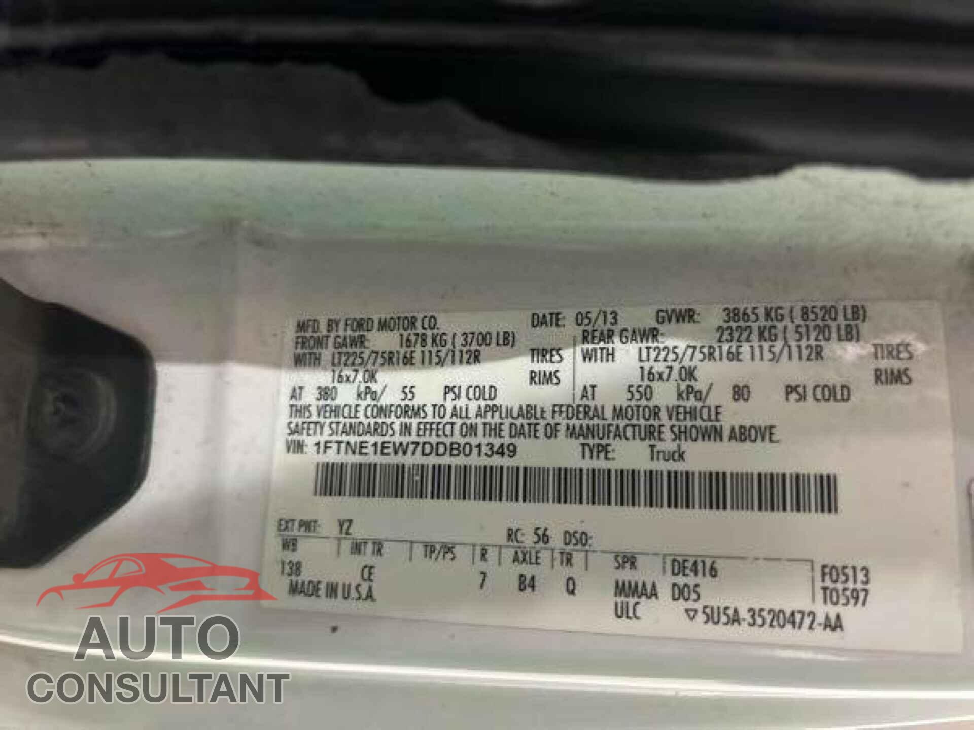 FORD ECONOLINE 2013 - 1FTNE1EW7DDB01349