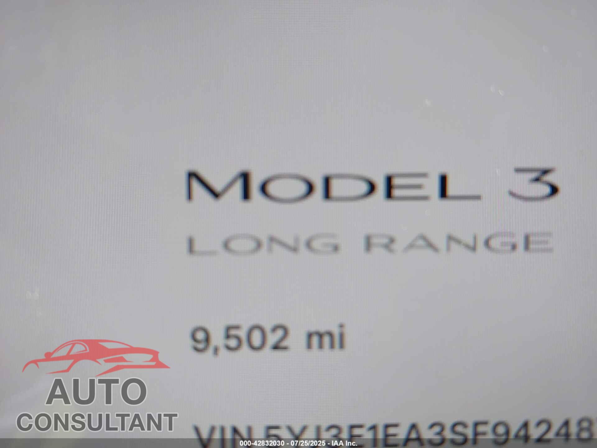 TESLA MODEL 3 2025 - 5YJ3E1EA3SF942487
