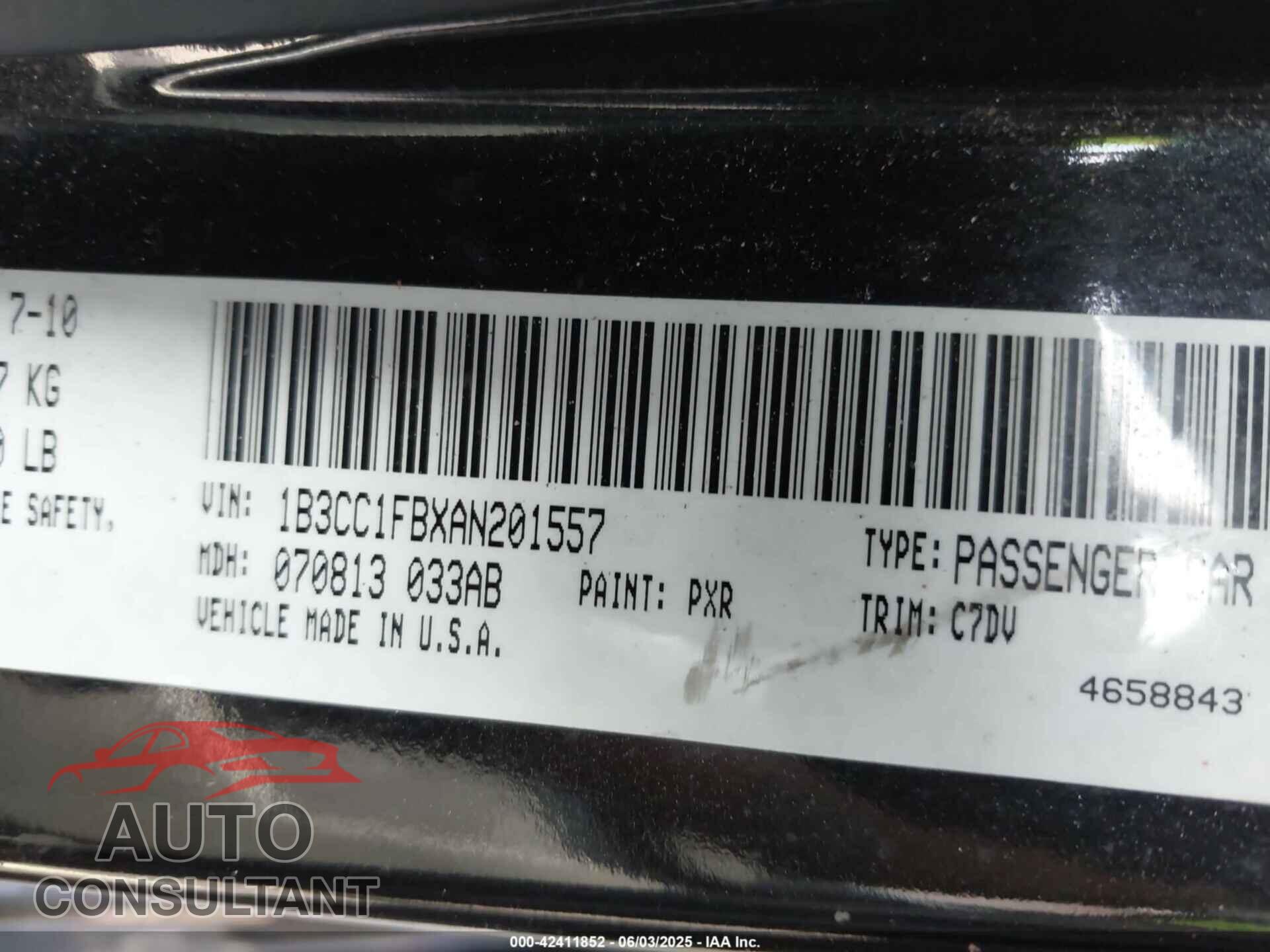 DODGE AVENGER 2010 - 1B3CC1FBXAN201557