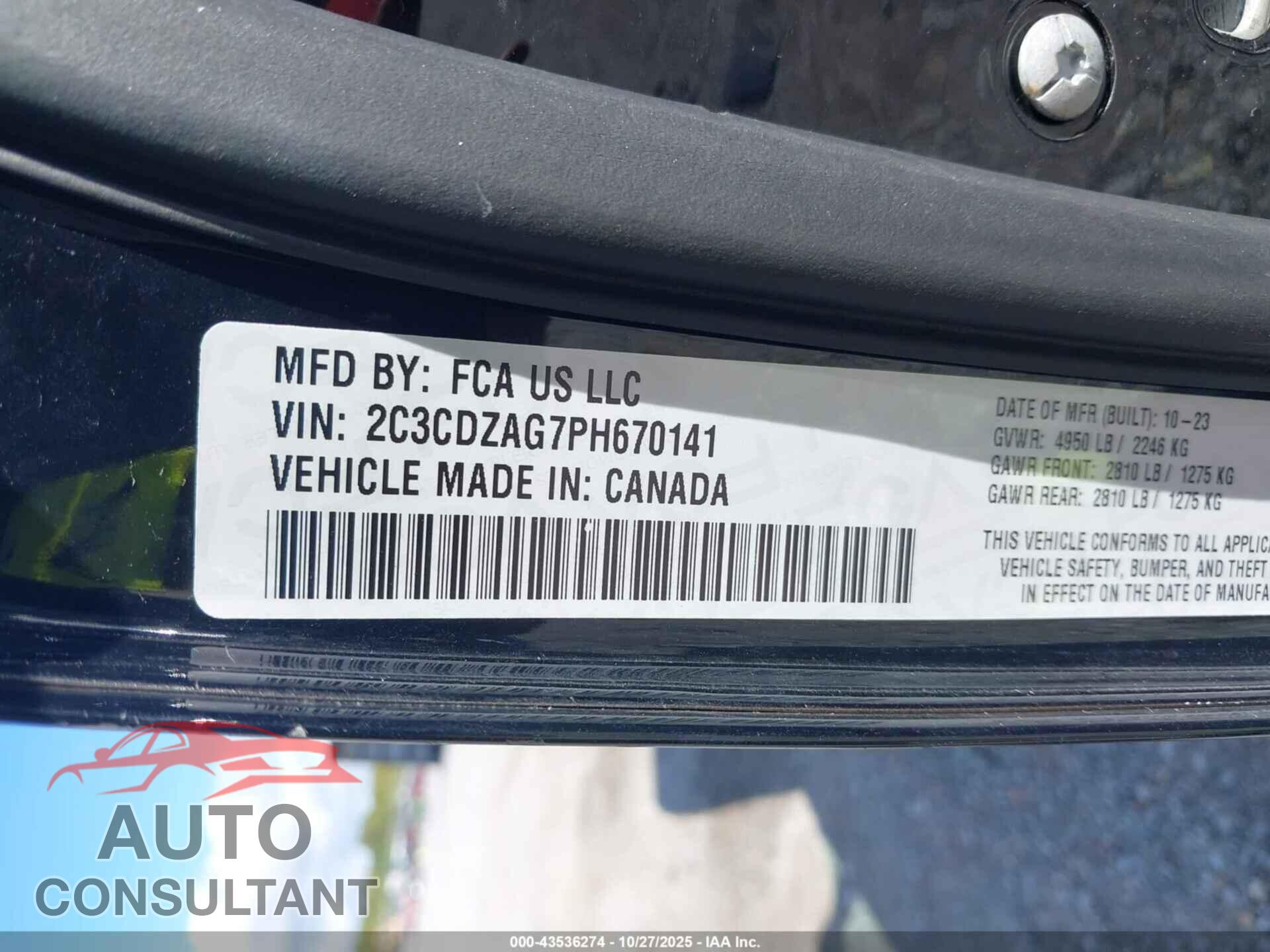 DODGE CHALLENGER 2023 - 2C3CDZAG7PH670141