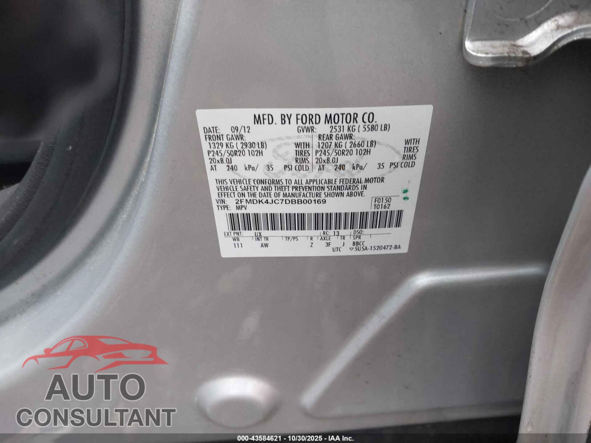 FORD EDGE 2013 - 2FMDK4JC7DBB00169