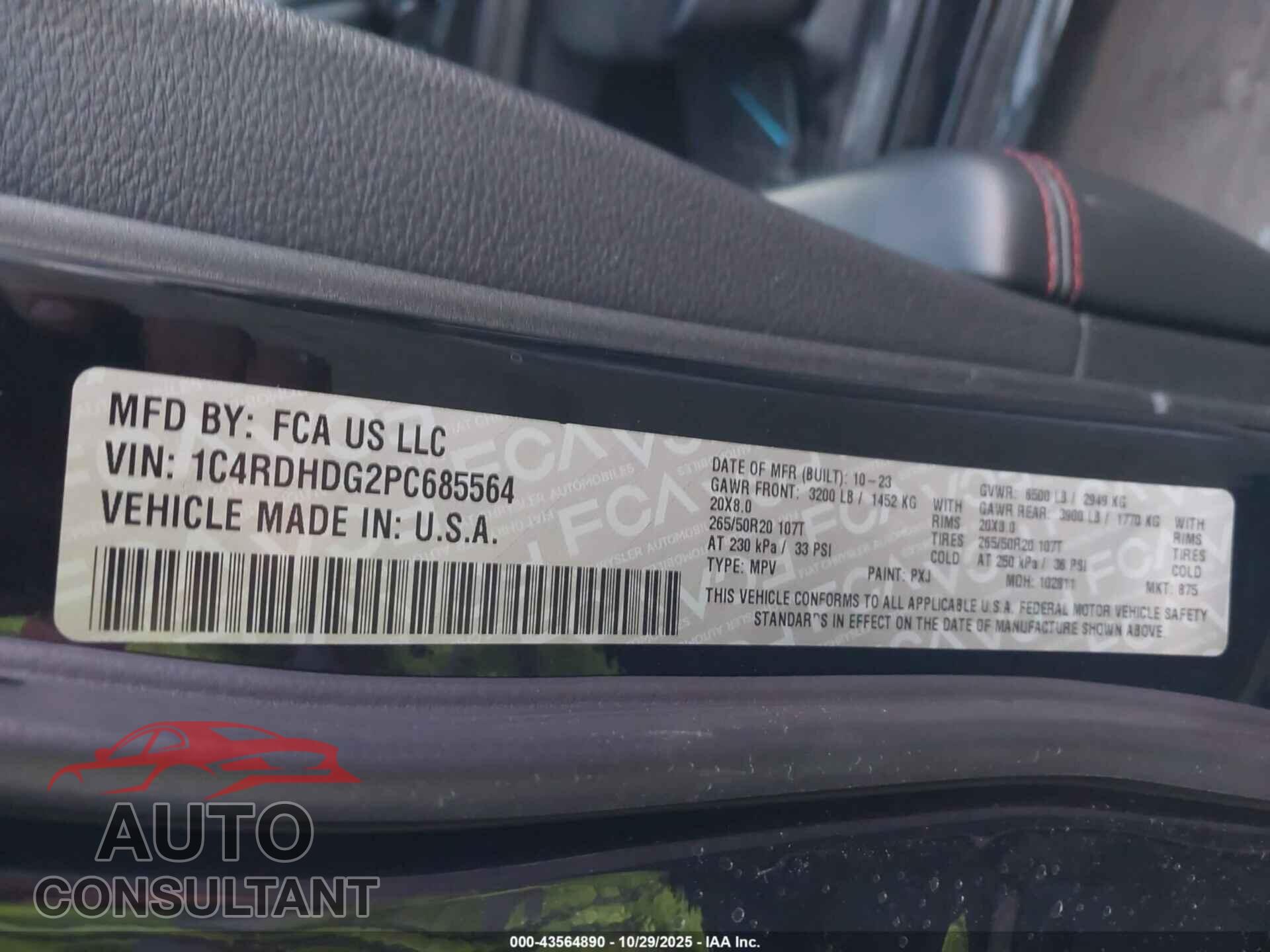 DODGE DURANGO 2023 - 1C4RDHDG2PC685564