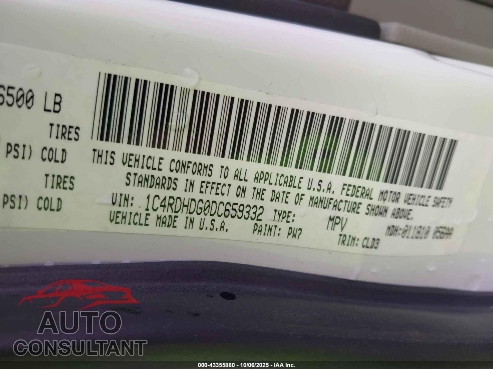 DODGE DURANGO 2013 - 1C4RDHDG0DC659332