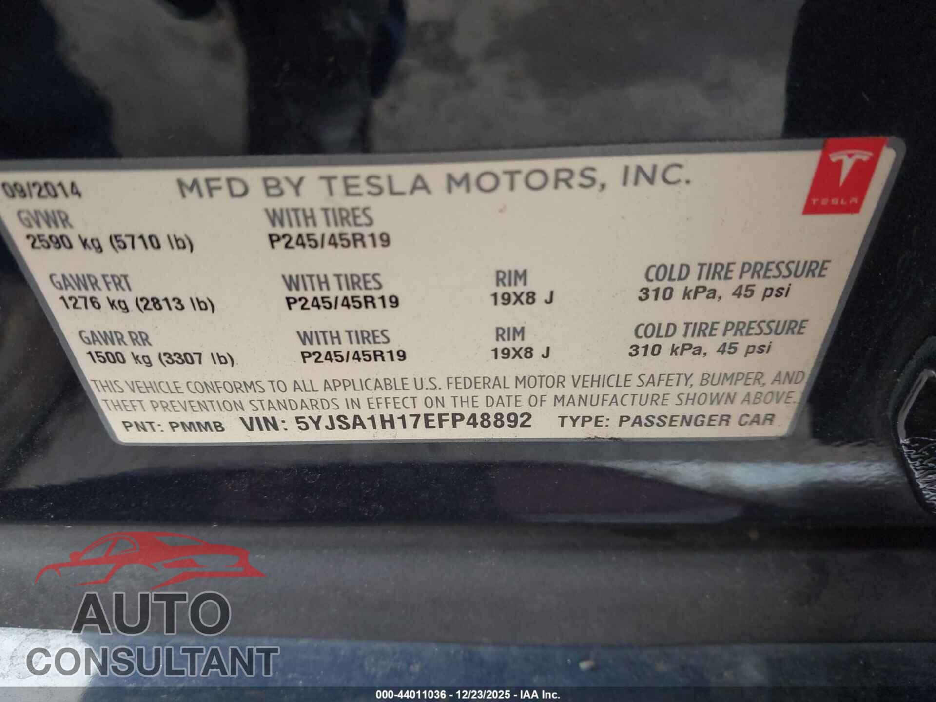 TESLA MODEL S 2014 - 5YJSA1H17EFP48892