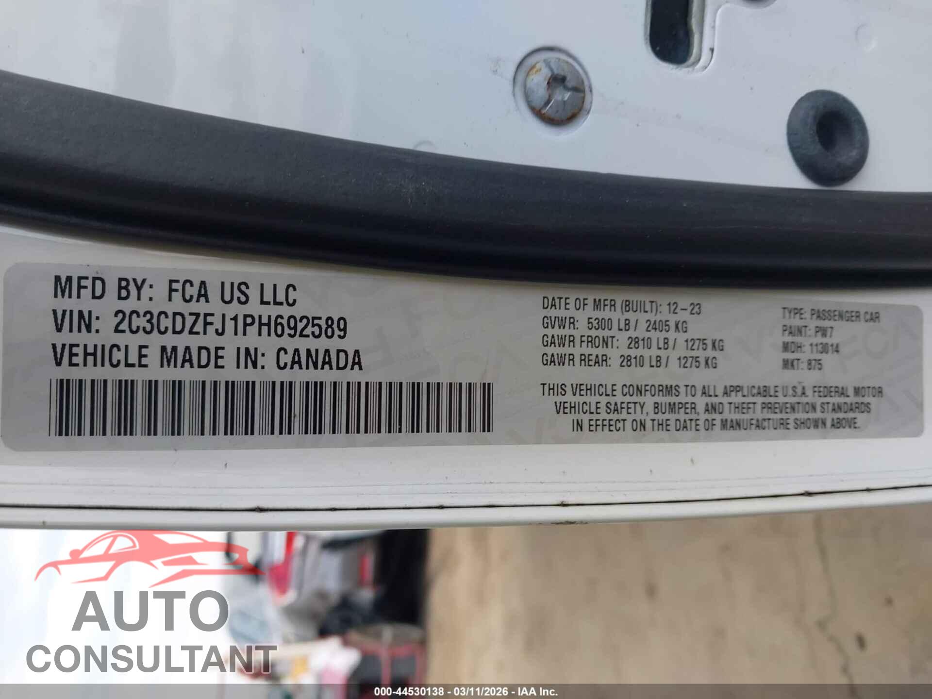 DODGE CHALLENGER 2023 - 2C3CDZFJ1PH692589