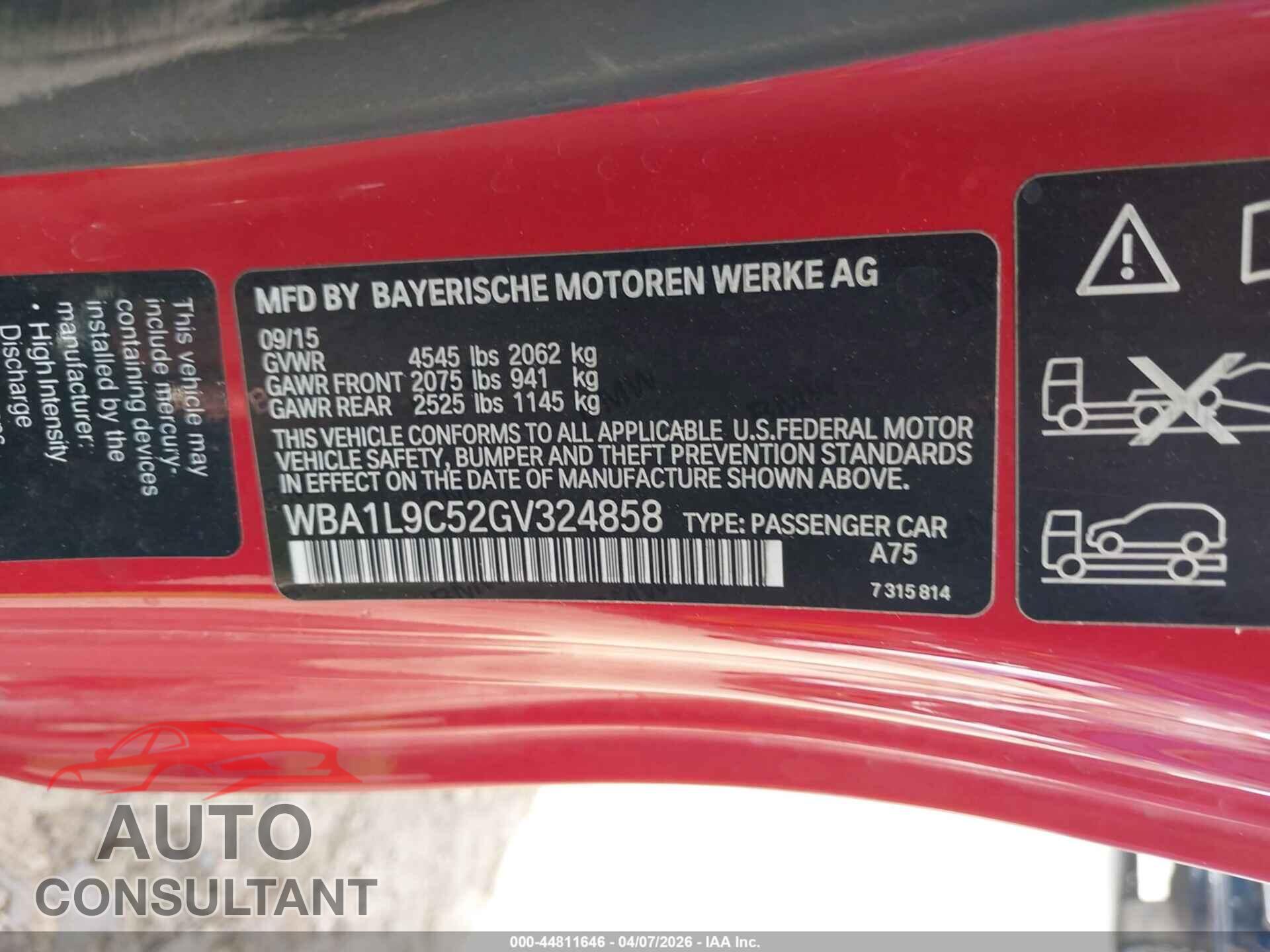 BMW 228I 2016 - WBA1L9C52GV324858