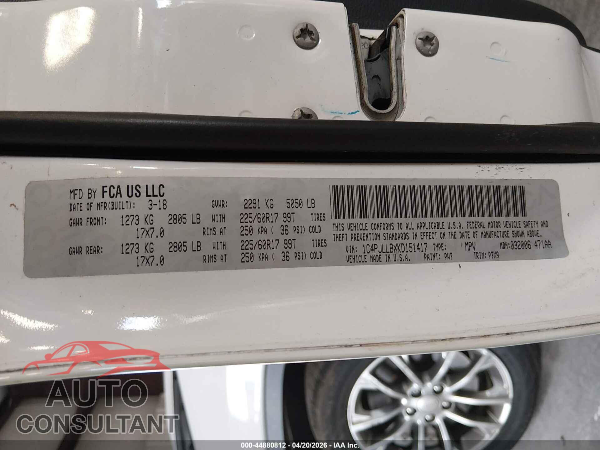JEEP CHEROKEE 2019 - 1C4PJLLBXKD151417