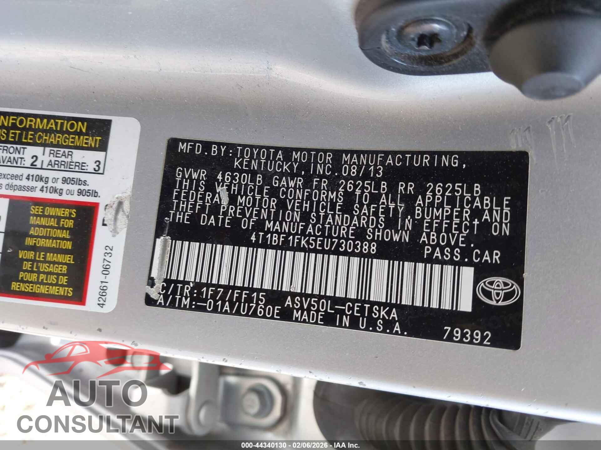 TOYOTA CAMRY 2014 - 4T1BF1FK5EU730388