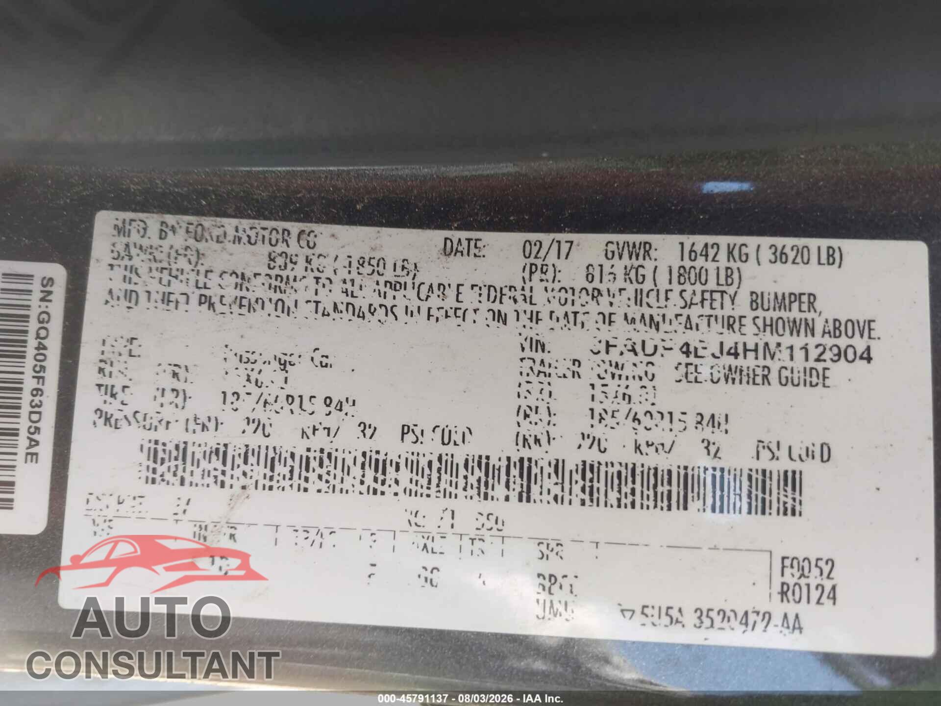 FORD FIESTA 2017 - 3FADP4EJ4HM112904