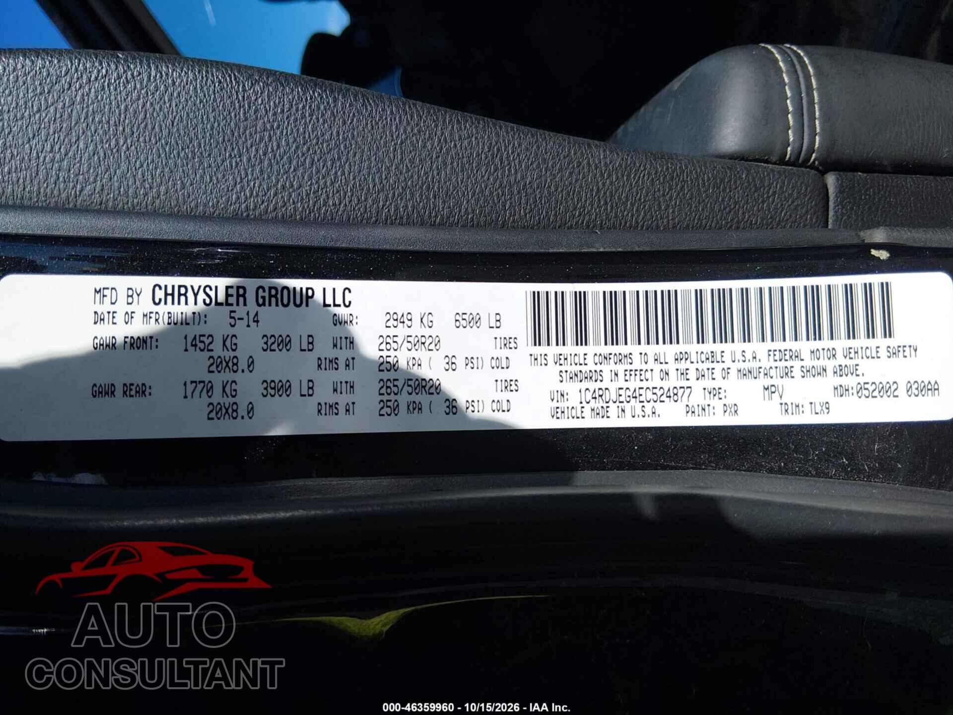 DODGE DURANGO 2014 - 1C4RDJEG4EC524877