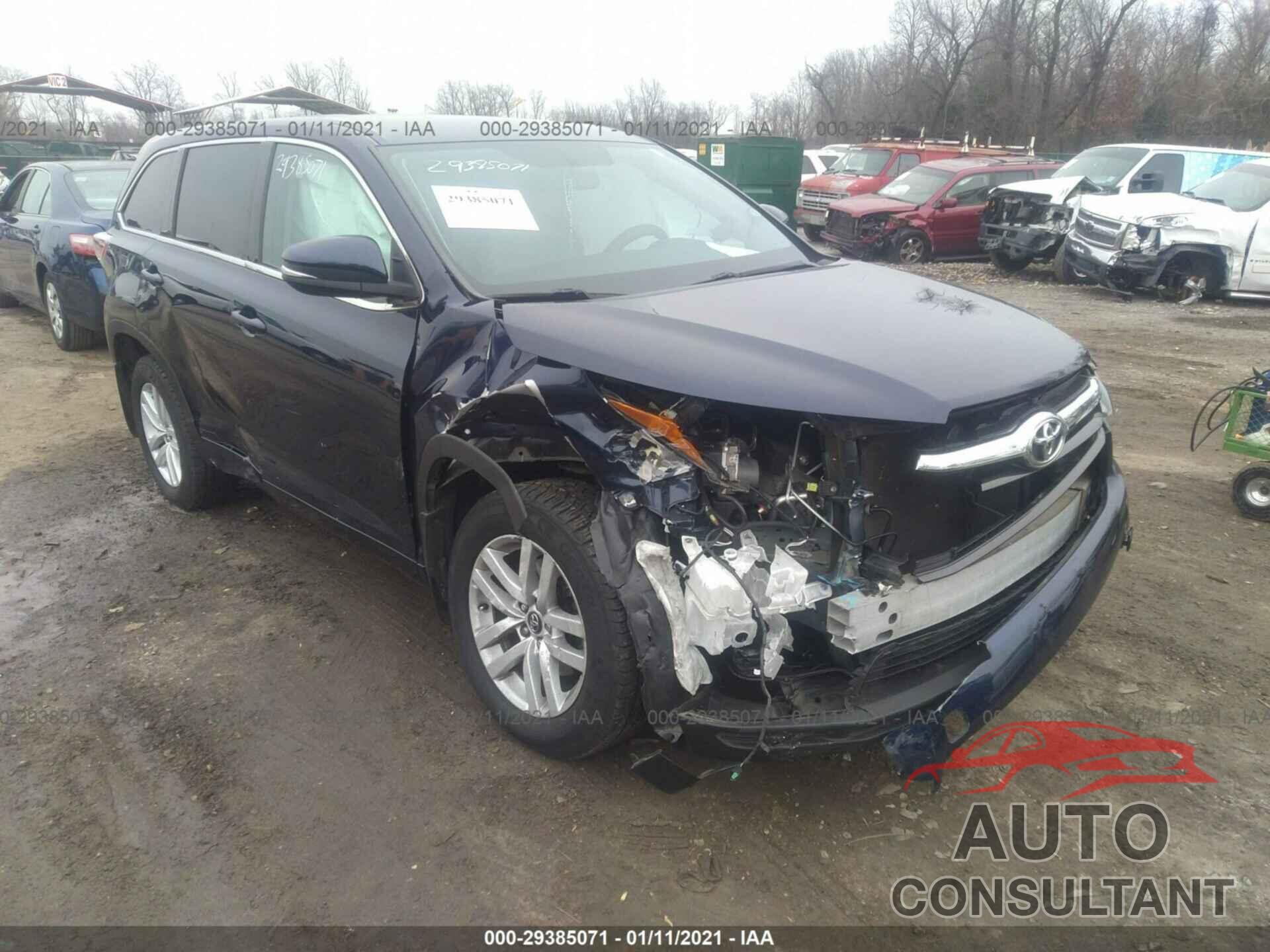 TOYOTA HIGHLANDER 2016 - 5TDBKRFH1GS264114