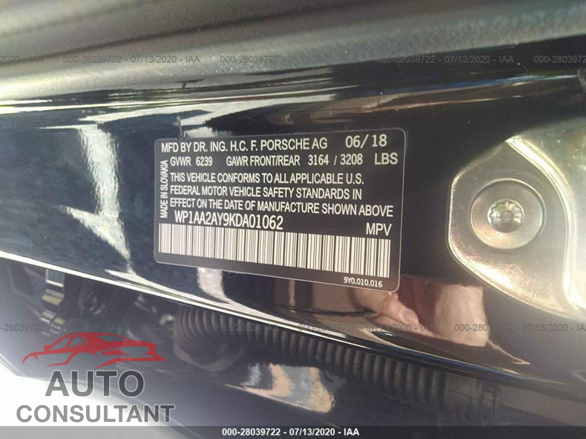 PORSCHE CAYENNE 2019 - WP1AA2AY9KDA01062