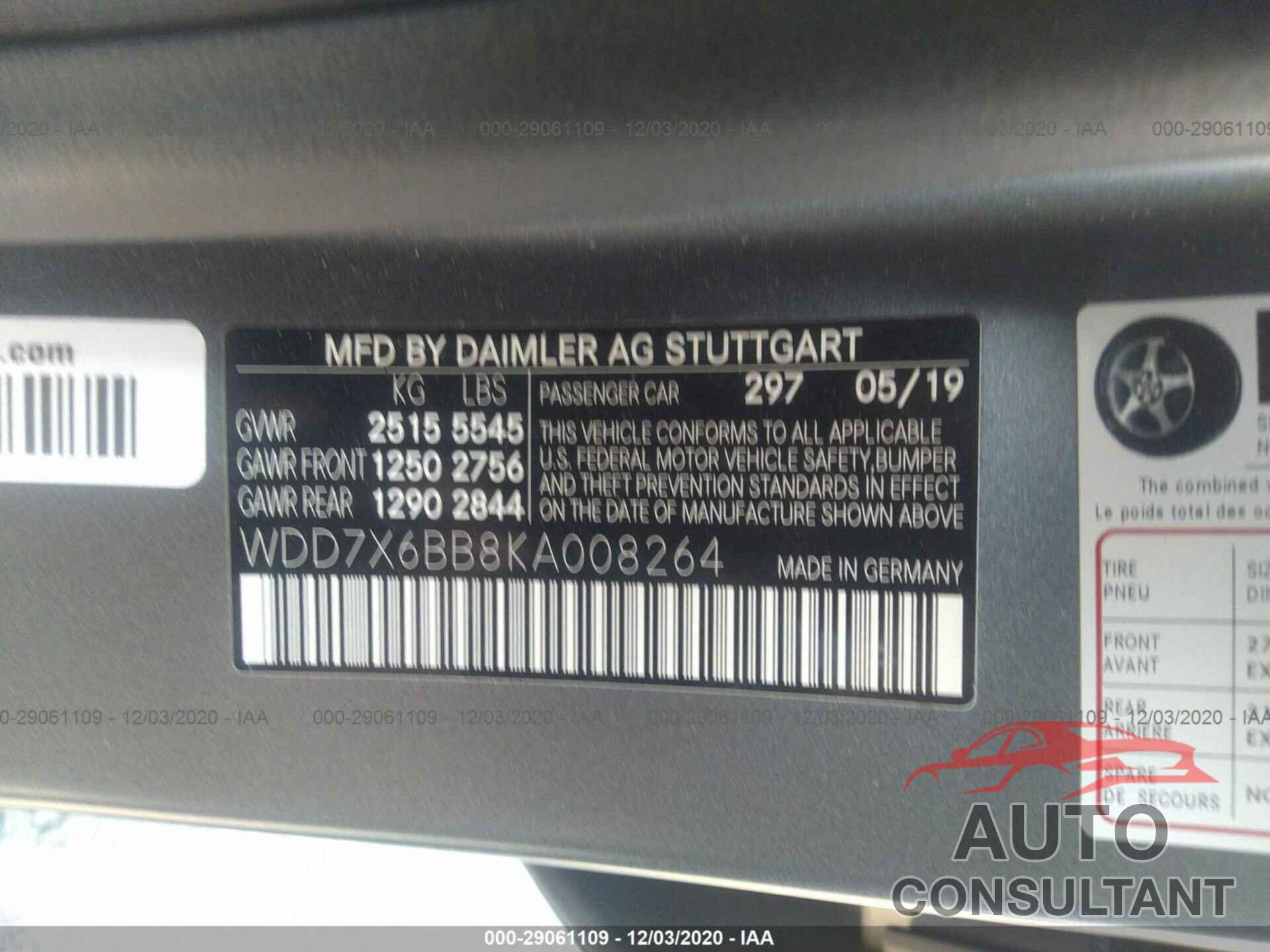 MERCEDES-BENZ AMG GT 2019 - WDD7X6BB8KA008264