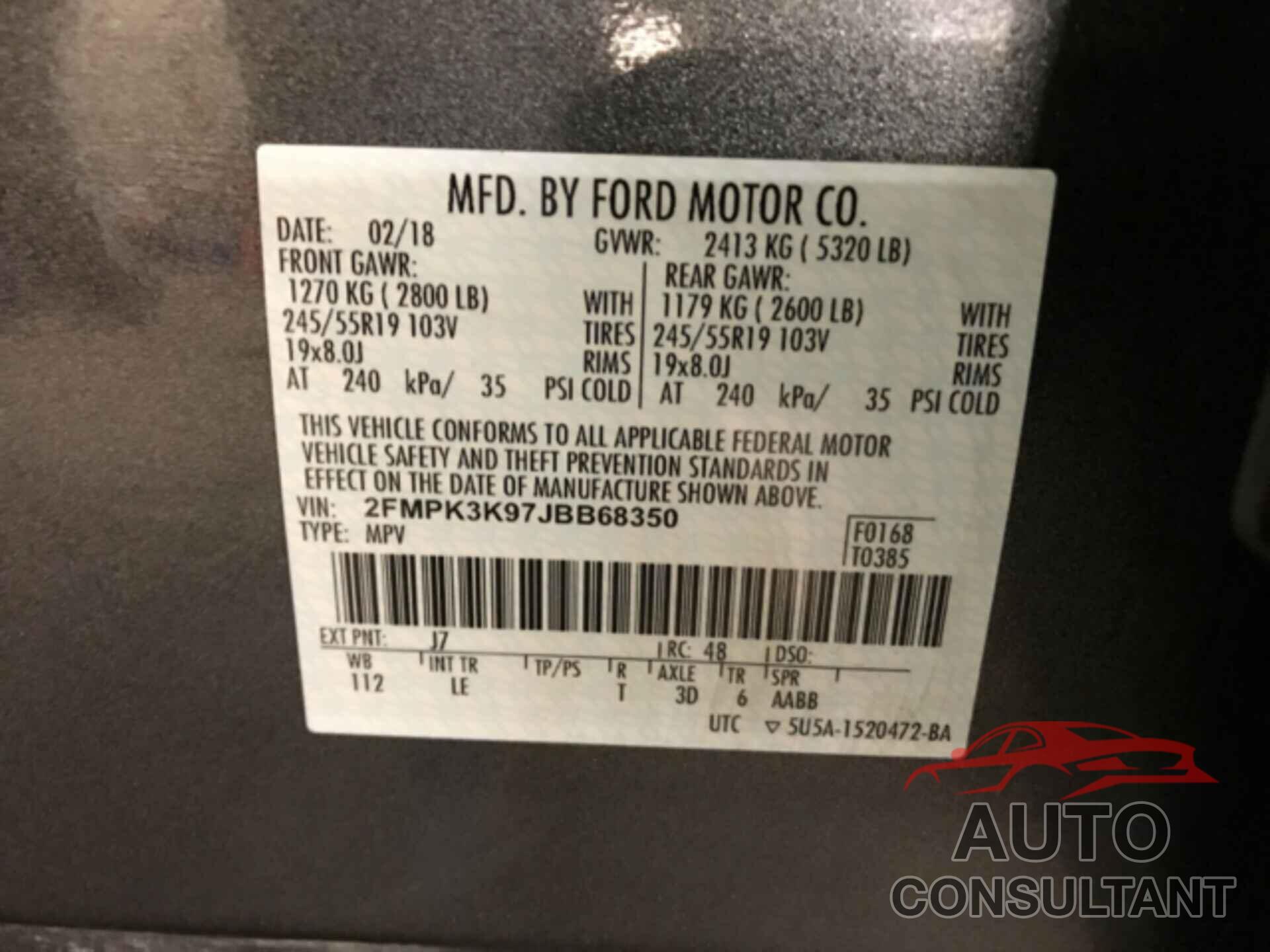 FORD EDGE 2018 - 2FMPK3K97JBB68350