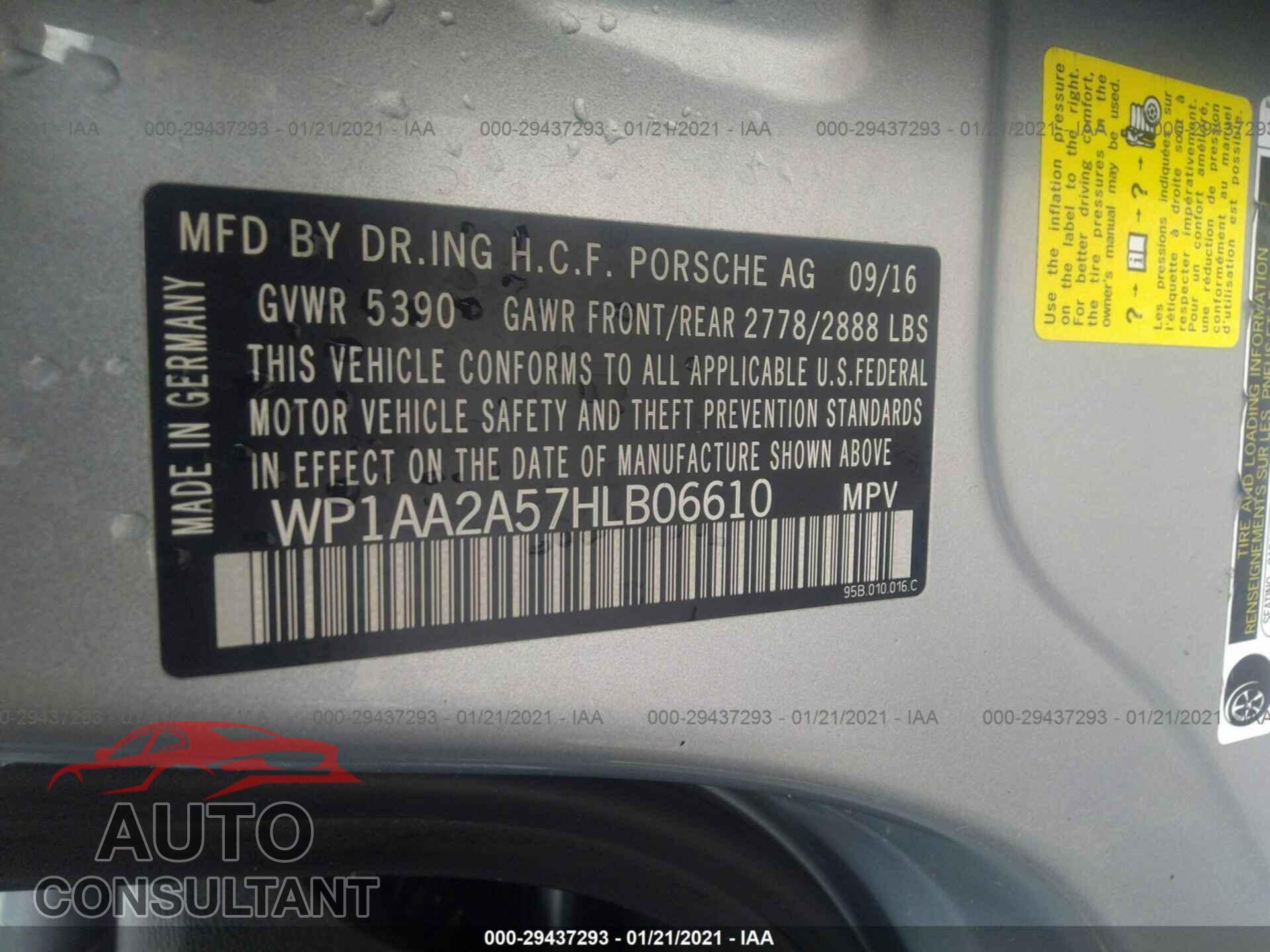 PORSCHE MACAN 2017 - WP1AA2A57HLB06610