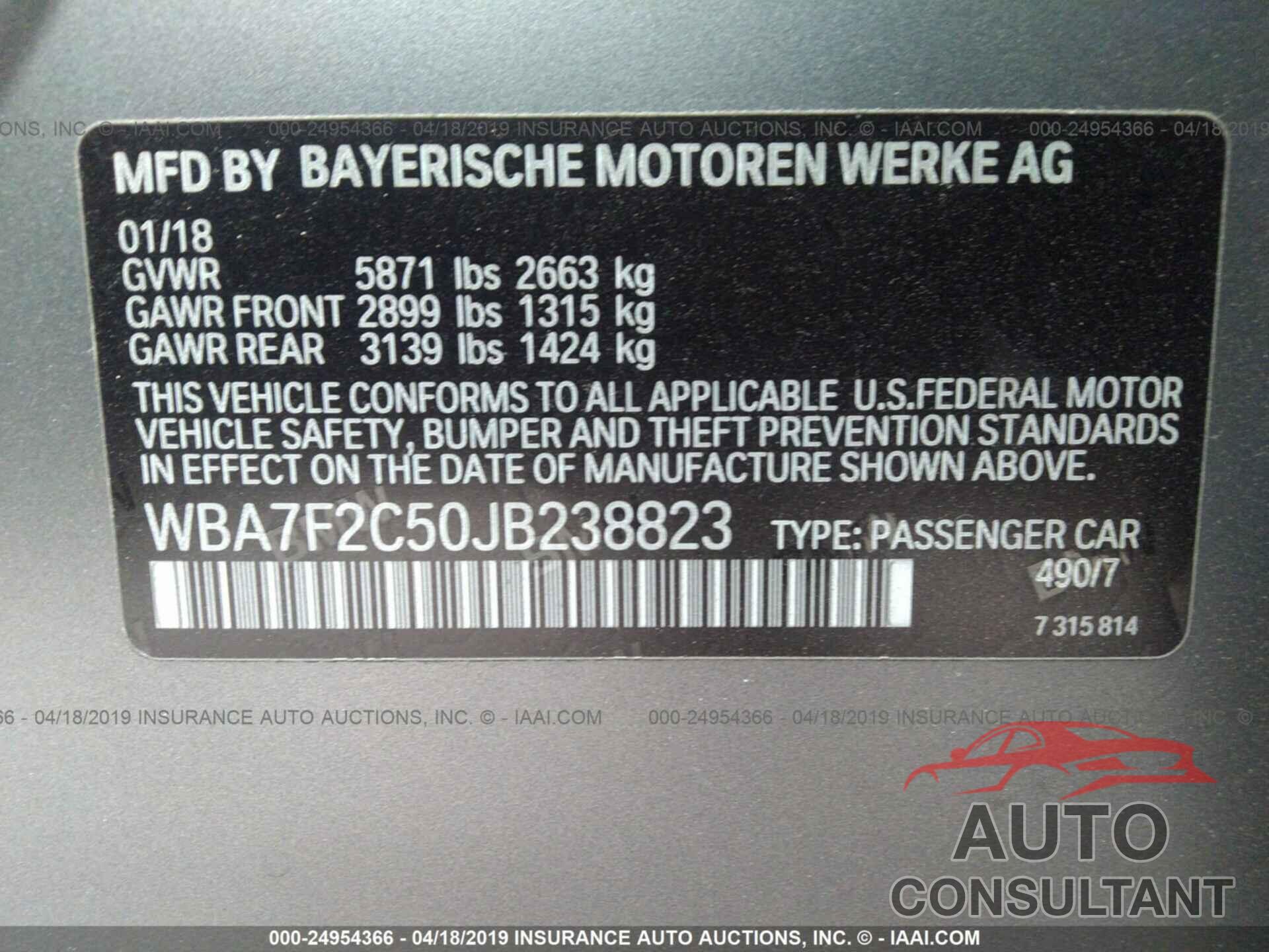 BMW 750 2018 - WBA7F2C50JB238823
