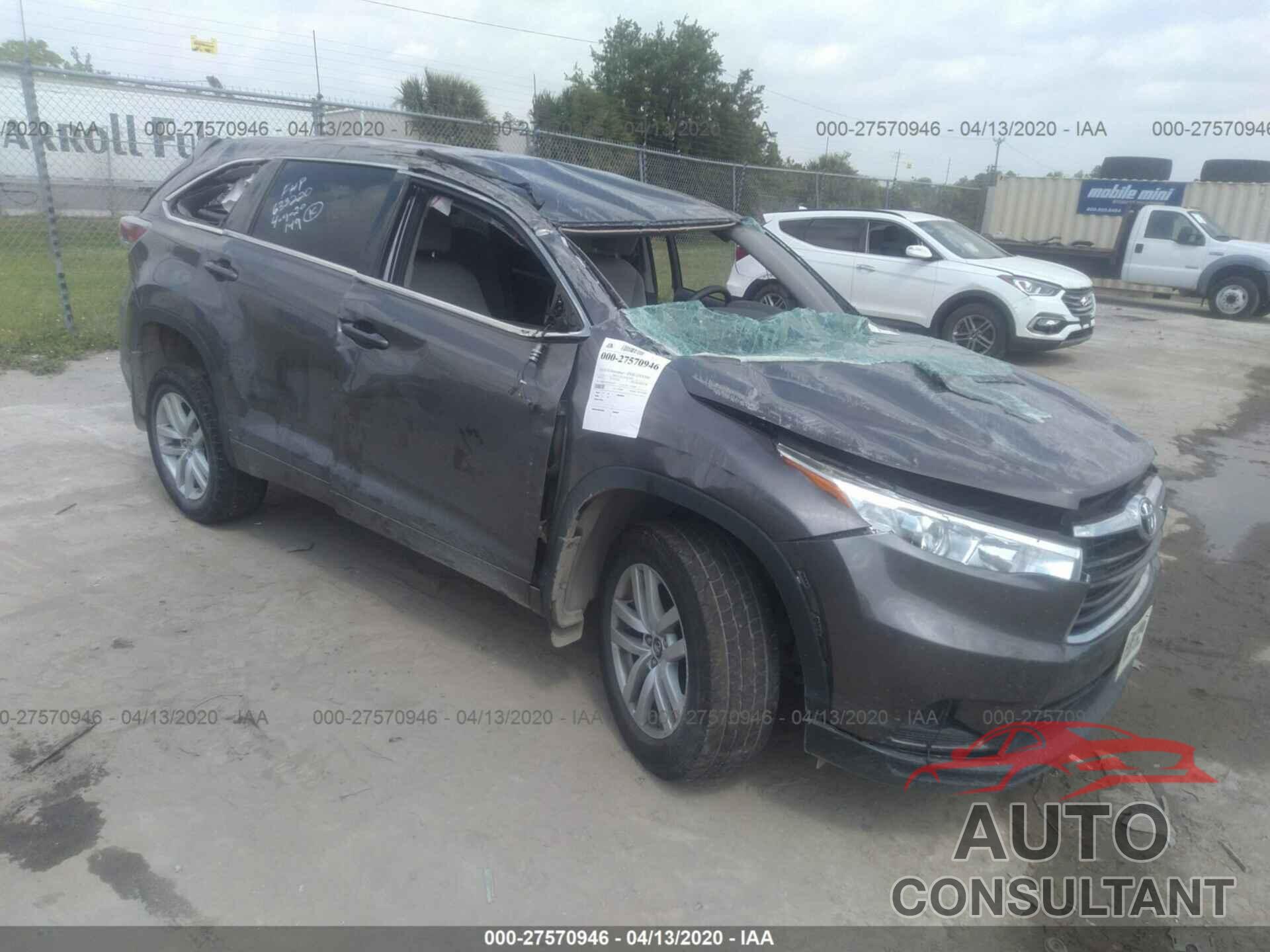 TOYOTA HIGHLANDER 2016 - 5TDBKRFH2GS276577