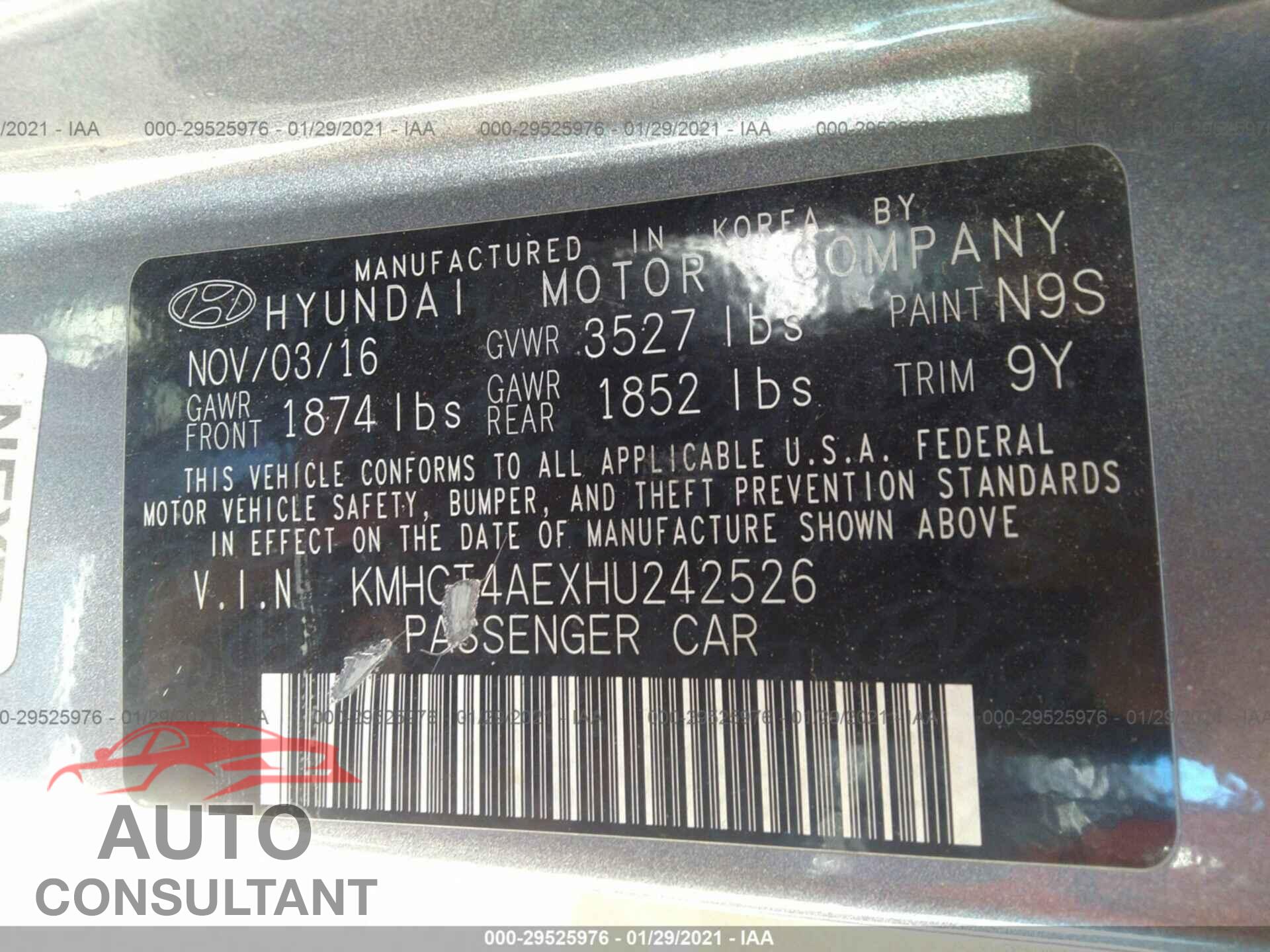 HYUNDAI ACCENT 2017 - KMHCT4AEXHU242526
