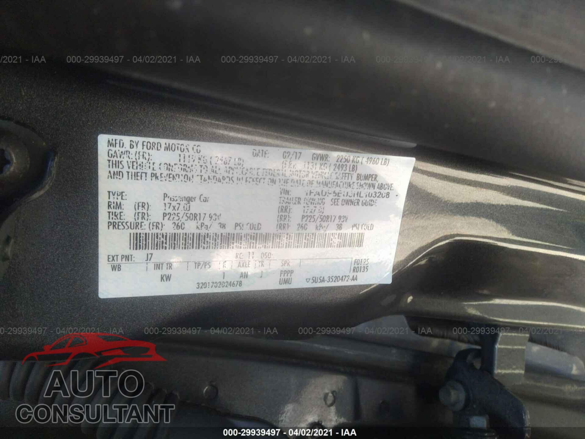 FORD C-MAX ENERGI 2017 - 1FADP5EU3HL103208
