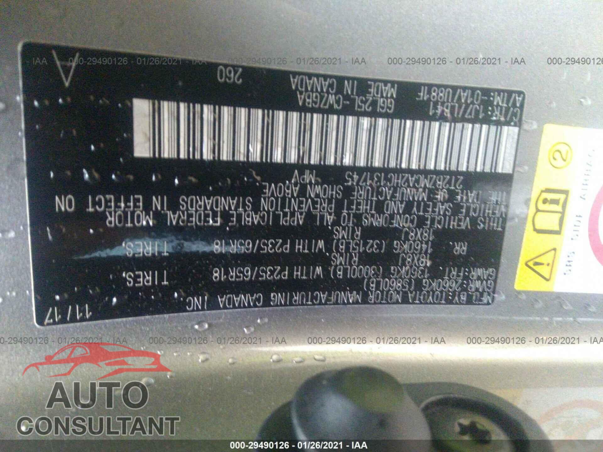 LEXUS RX 2017 - 2T2BZMCA2HC131745