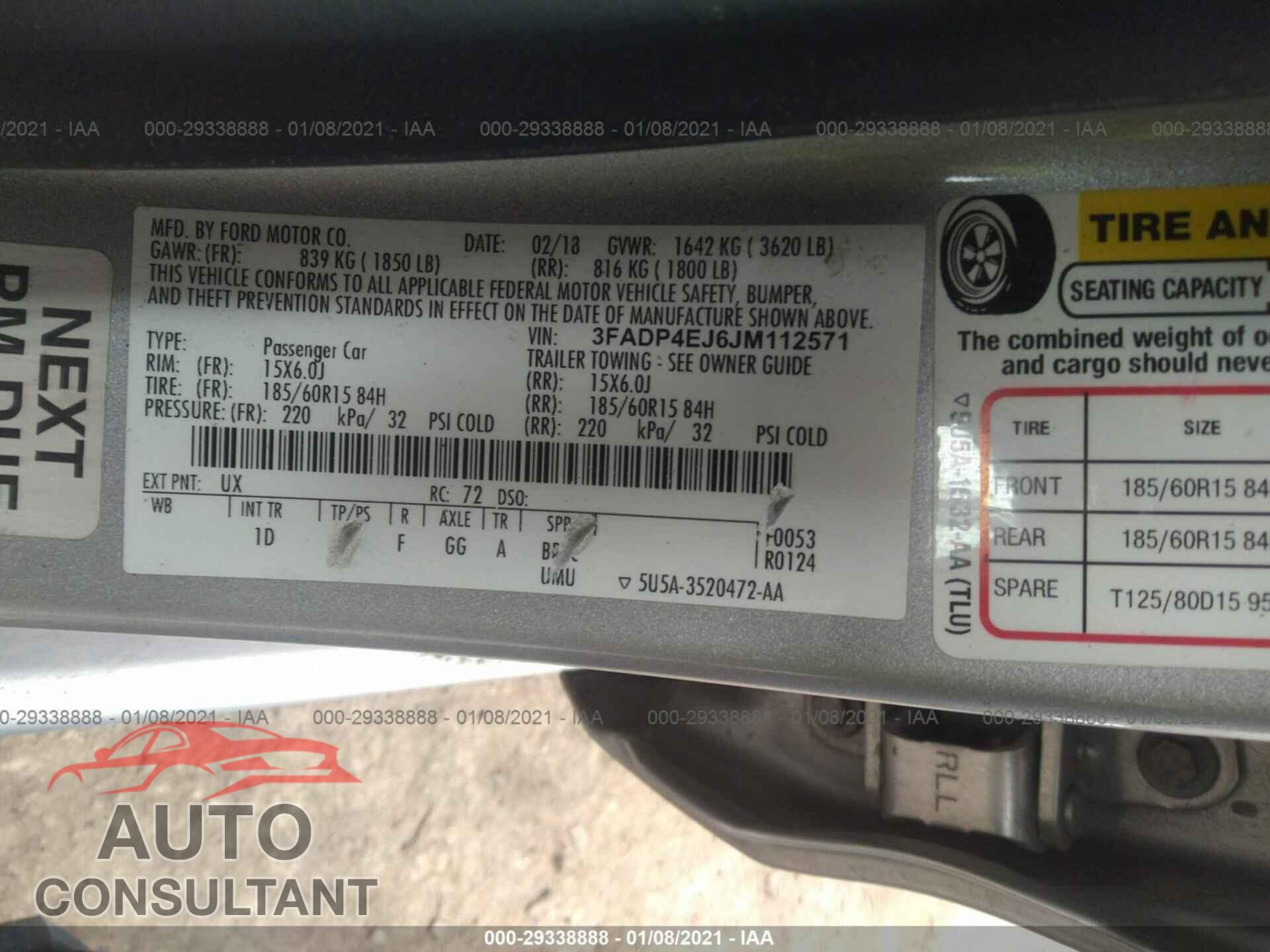 FORD FIESTA 2018 - 3FADP4EJ6JM112571