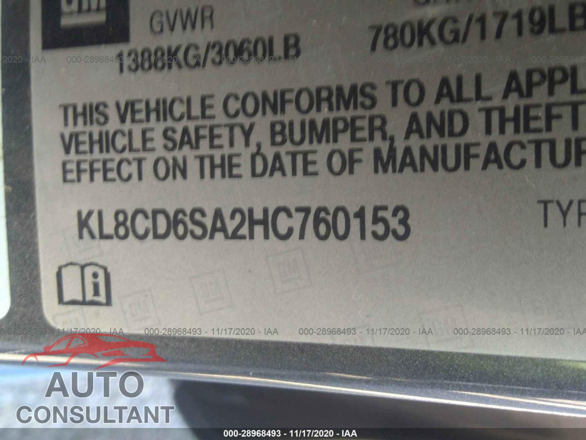 CHEVROLET SPARK 2017 - KL8CD6SA2HC760153