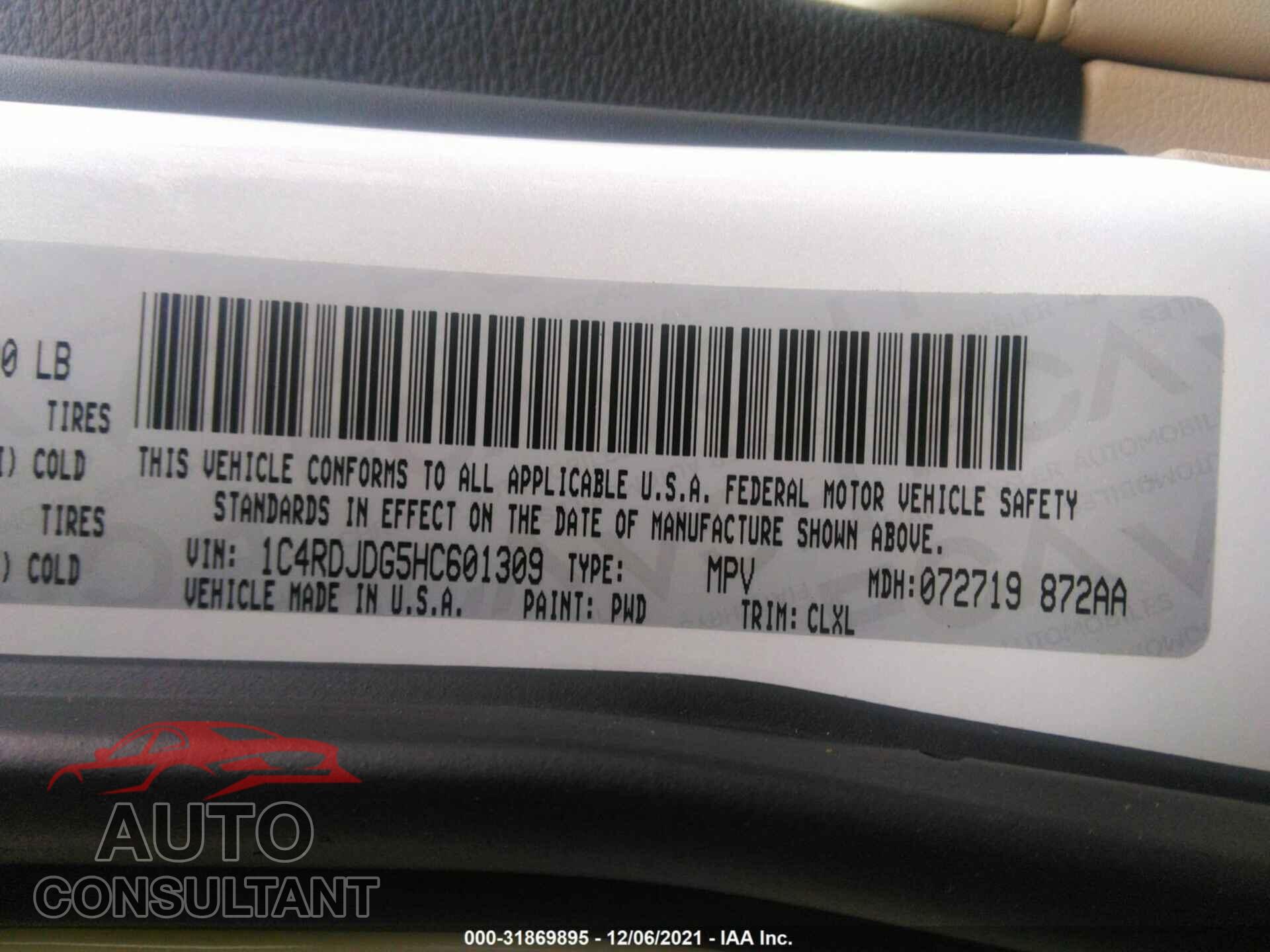 DODGE DURANGO 2017 - 1C4RDJDG5HC601309