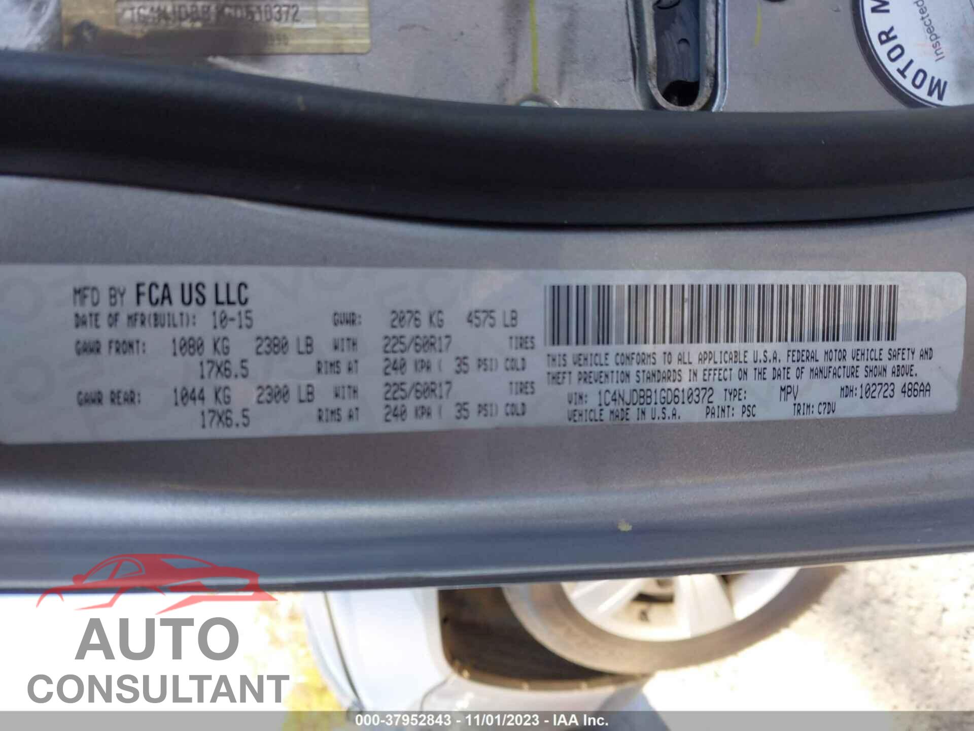 JEEP COMPASS 2016 - 1C4NJDBB1GD610372