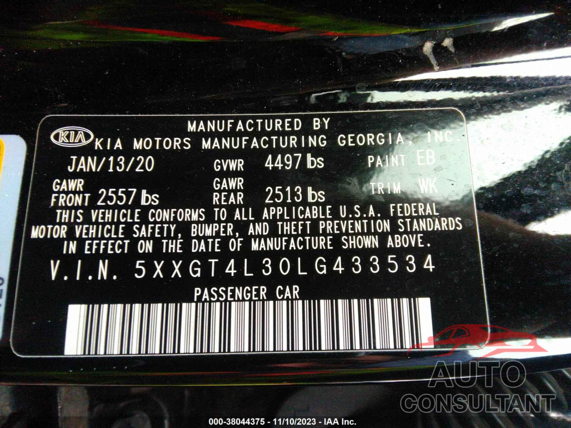 KIA OPTIMA 2020 - 5XXGT4L30LG433534