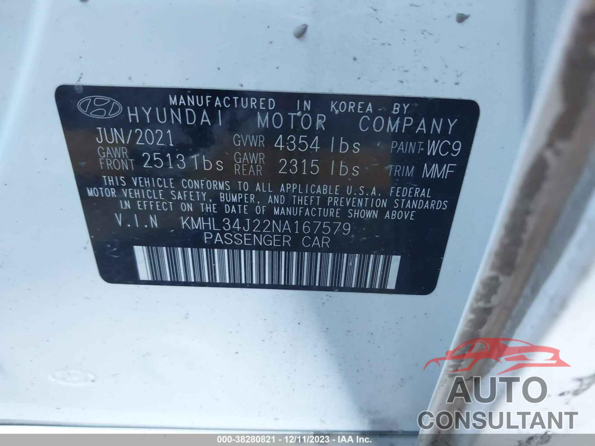 HYUNDAI SONATA 2022 - KMHL34J22NA167579