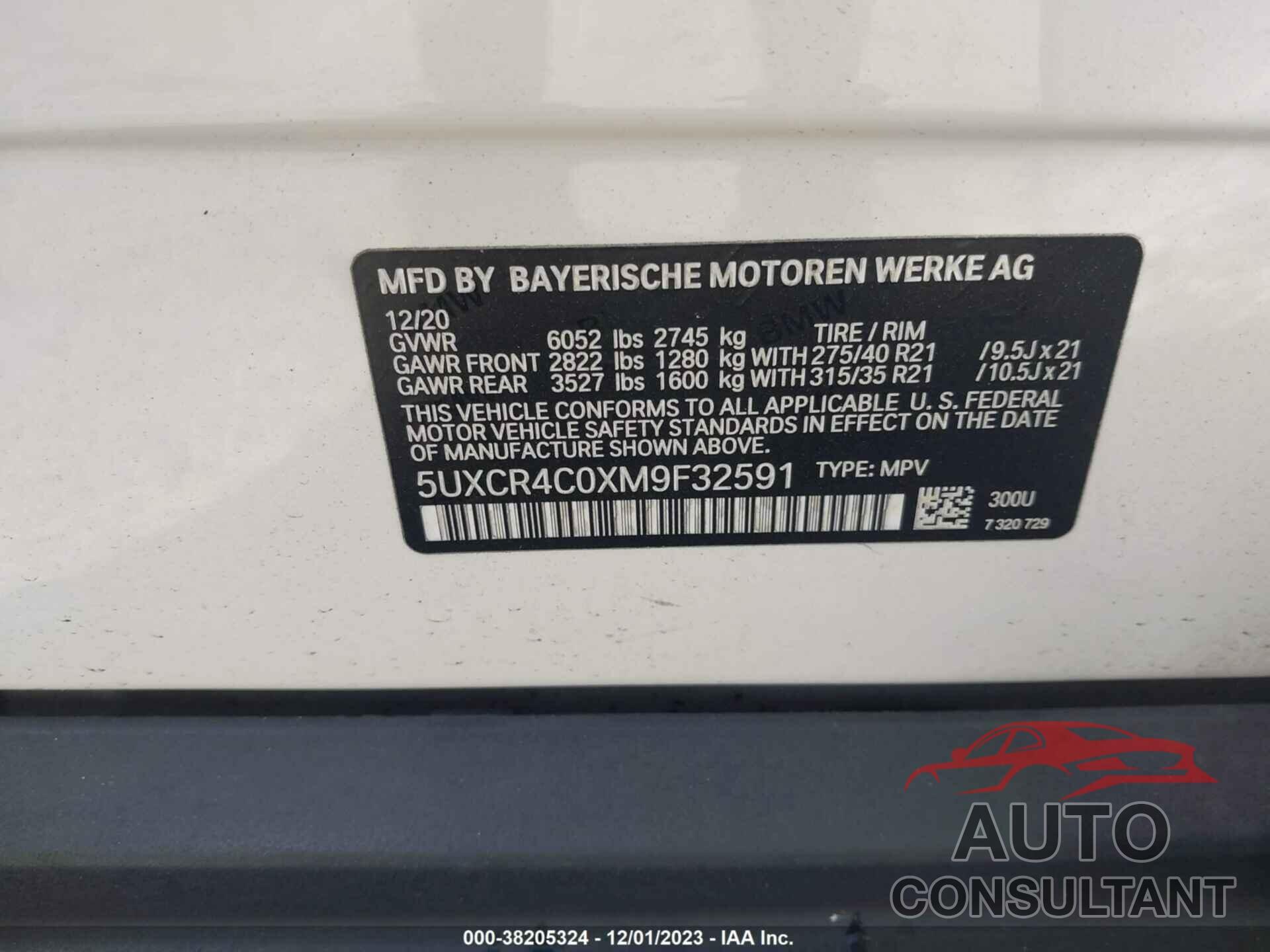 BMW X5 2021 - 5UXCR4C0XM9F32591