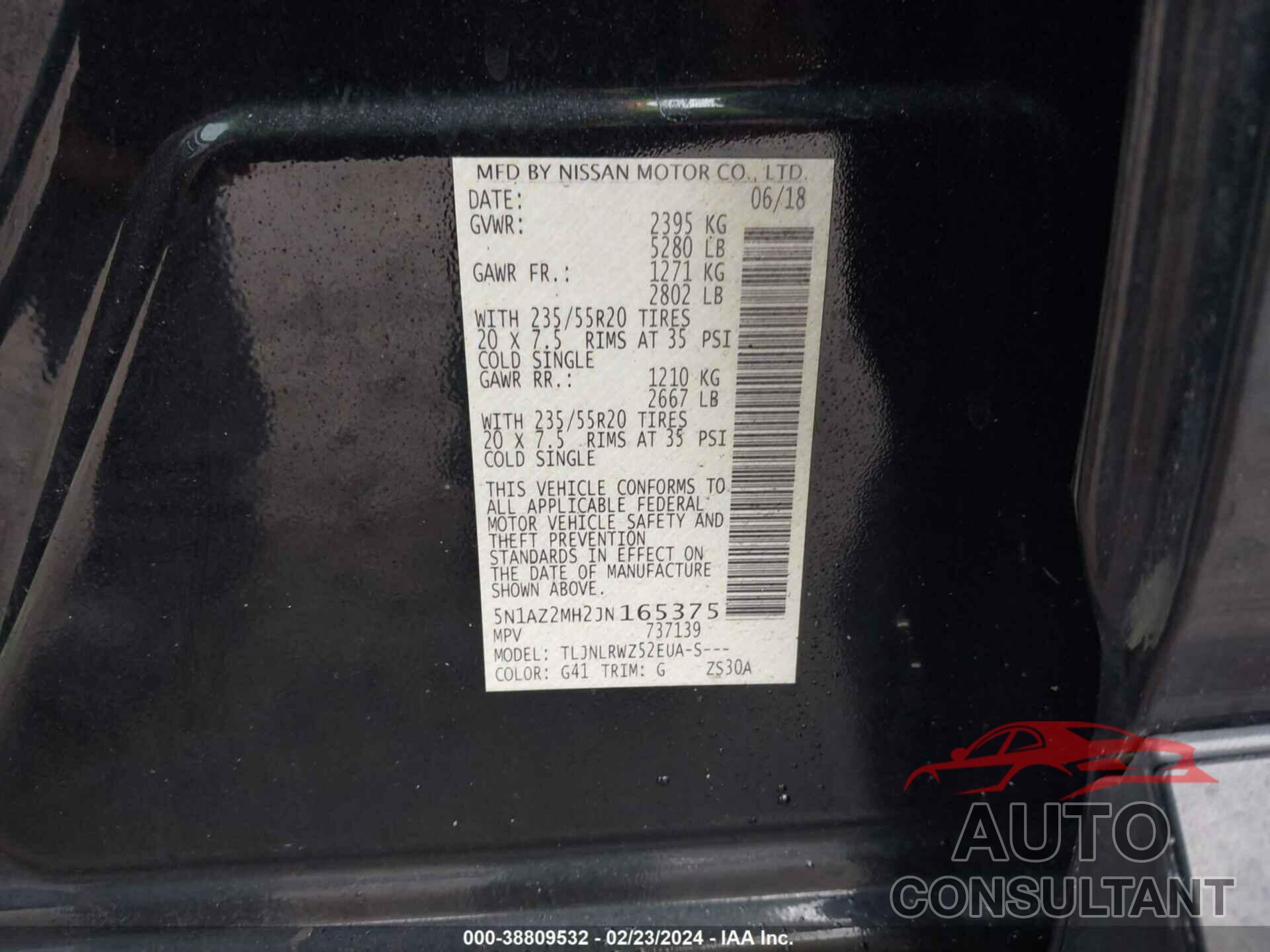 NISSAN MURANO 2018 - 5N1AZ2MH2JN165375