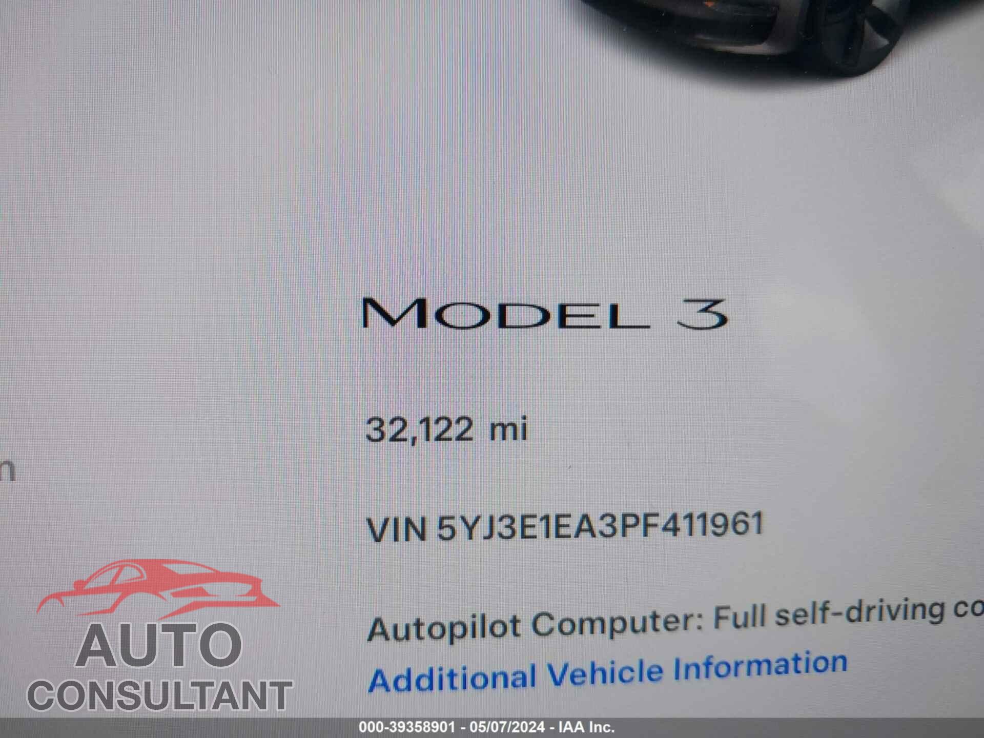 TESLA MODEL 3 2023 - 5YJ3E1EA3PF411961