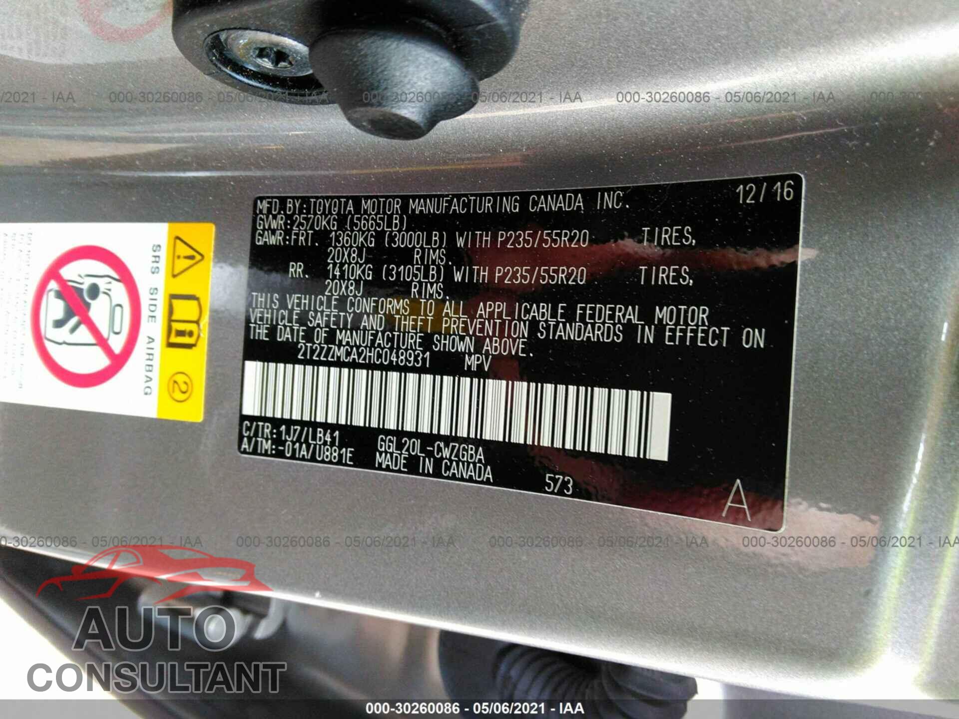 LEXUS RX 2017 - 2T2ZZMCA2HC048931