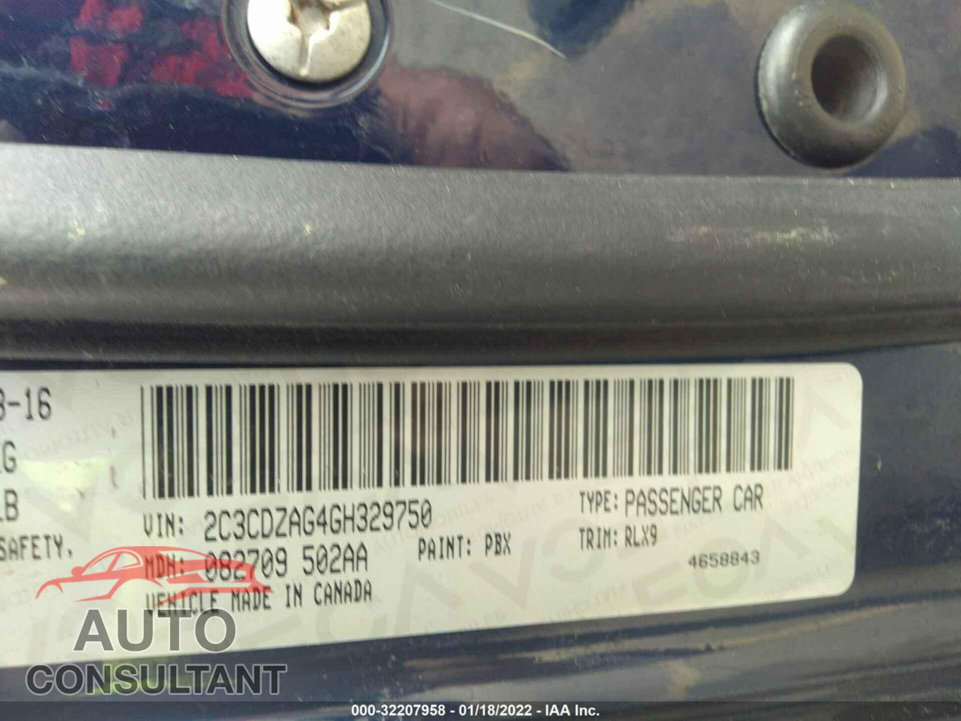 DODGE CHALLENGER 2016 - 2C3CDZAG4GH329750