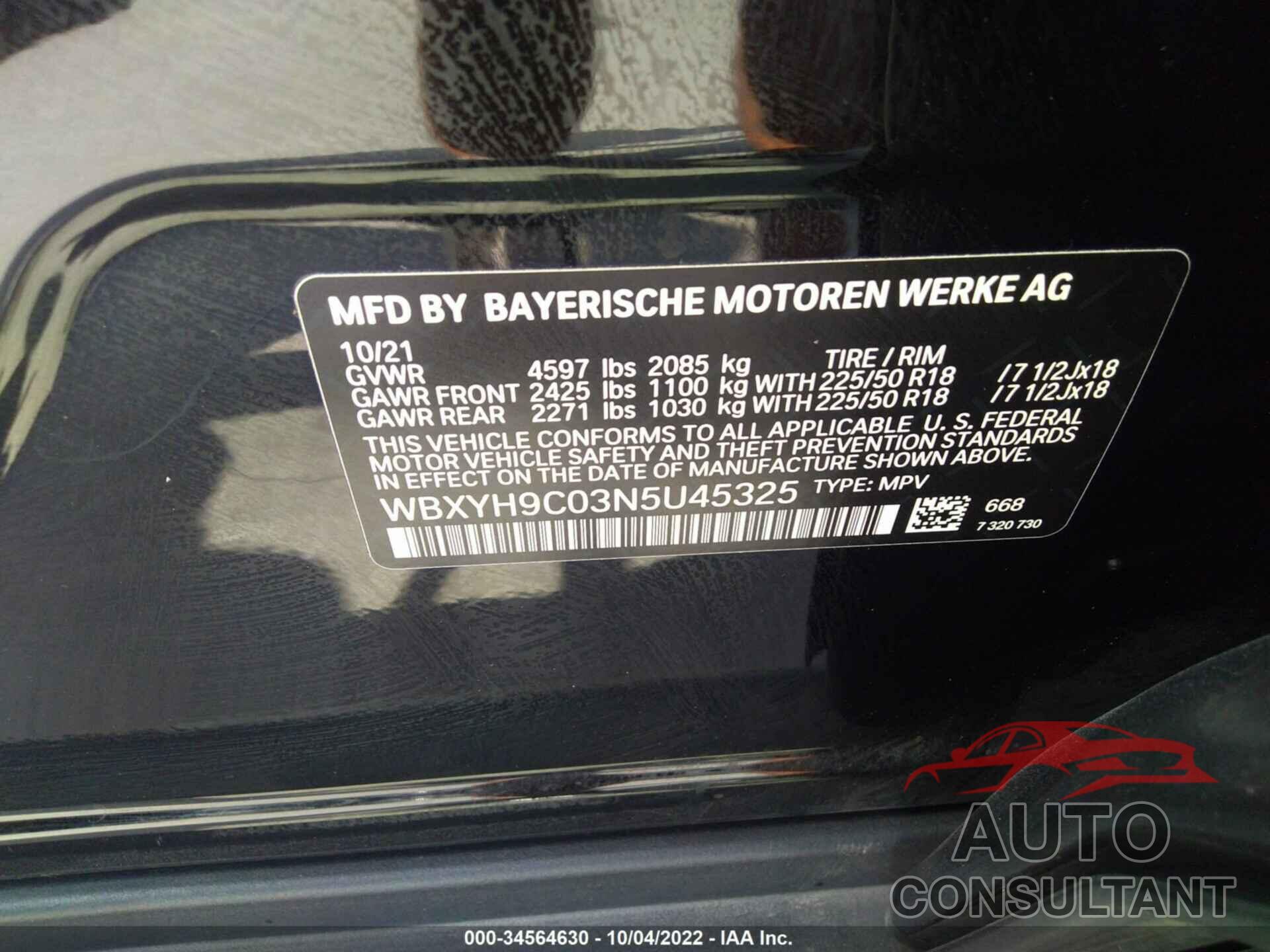 BMW X2 2022 - WBXYH9C03N5U45325