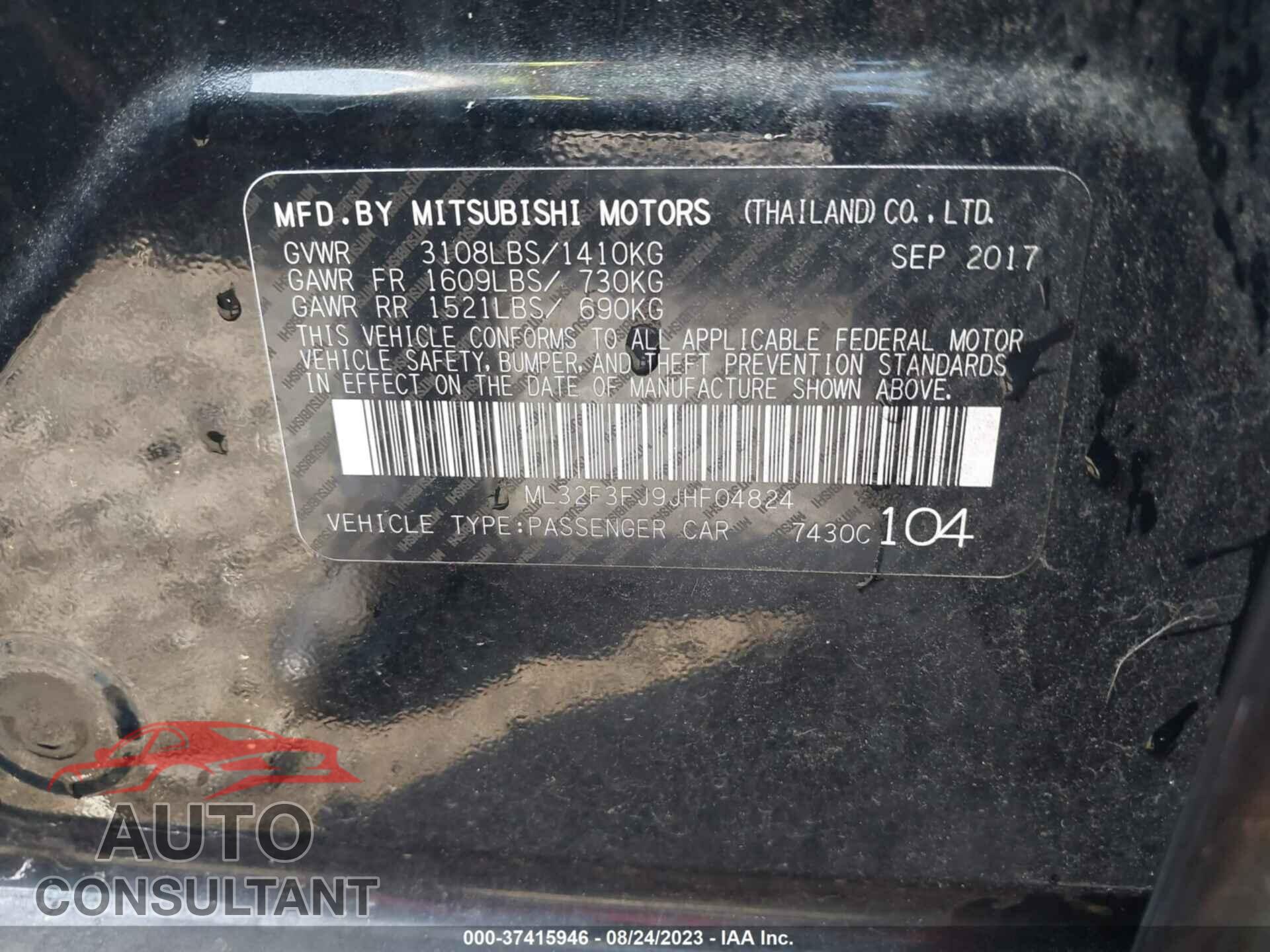 MITSUBISHI MIRAGE G4 2018 - ML32F3FJ9JHF04824