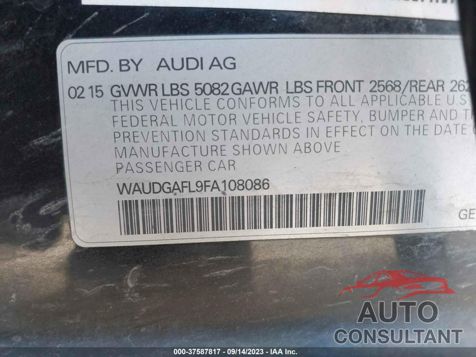 AUDI S4 2015 - WAUDGAFL9FA108086