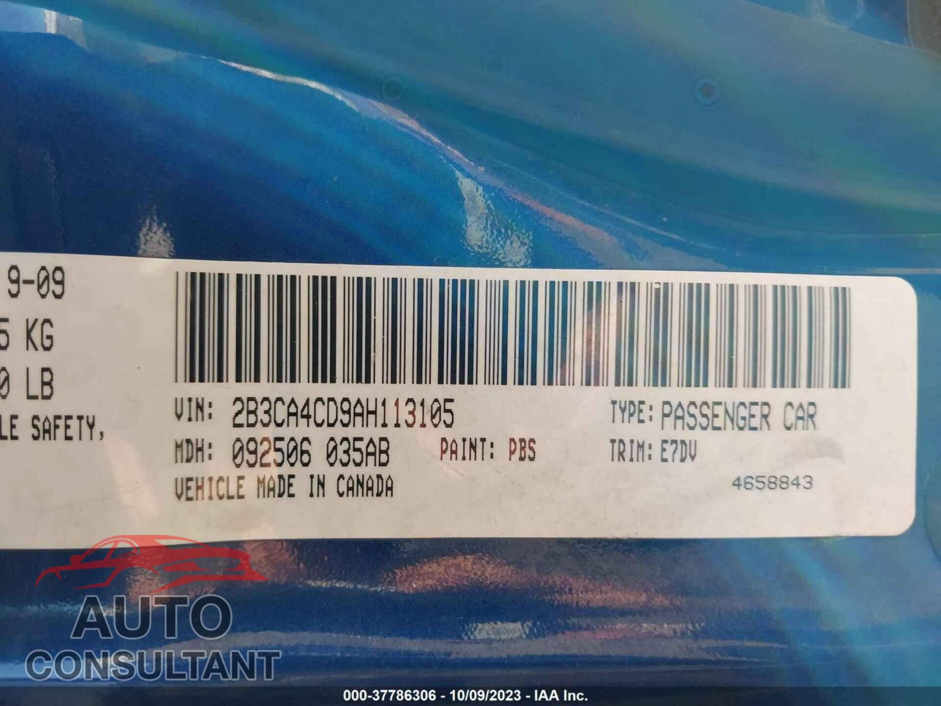 DODGE CHARGER 2010 - 2B3CA4CD9AH113105